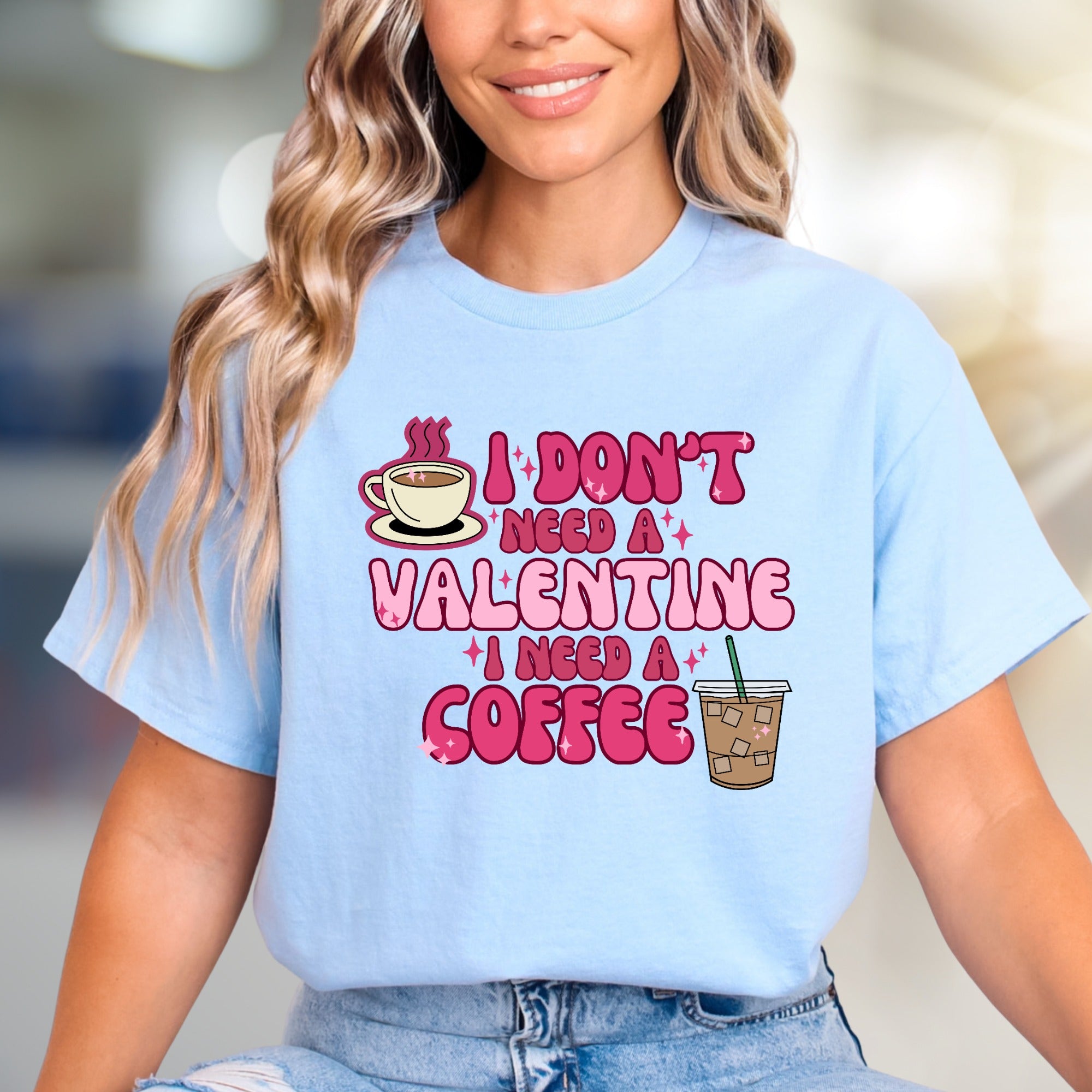 "I Don't Need A Valentine I Need A Coffee" Retro Graphic Tee, a Coffee Lover's Statement
