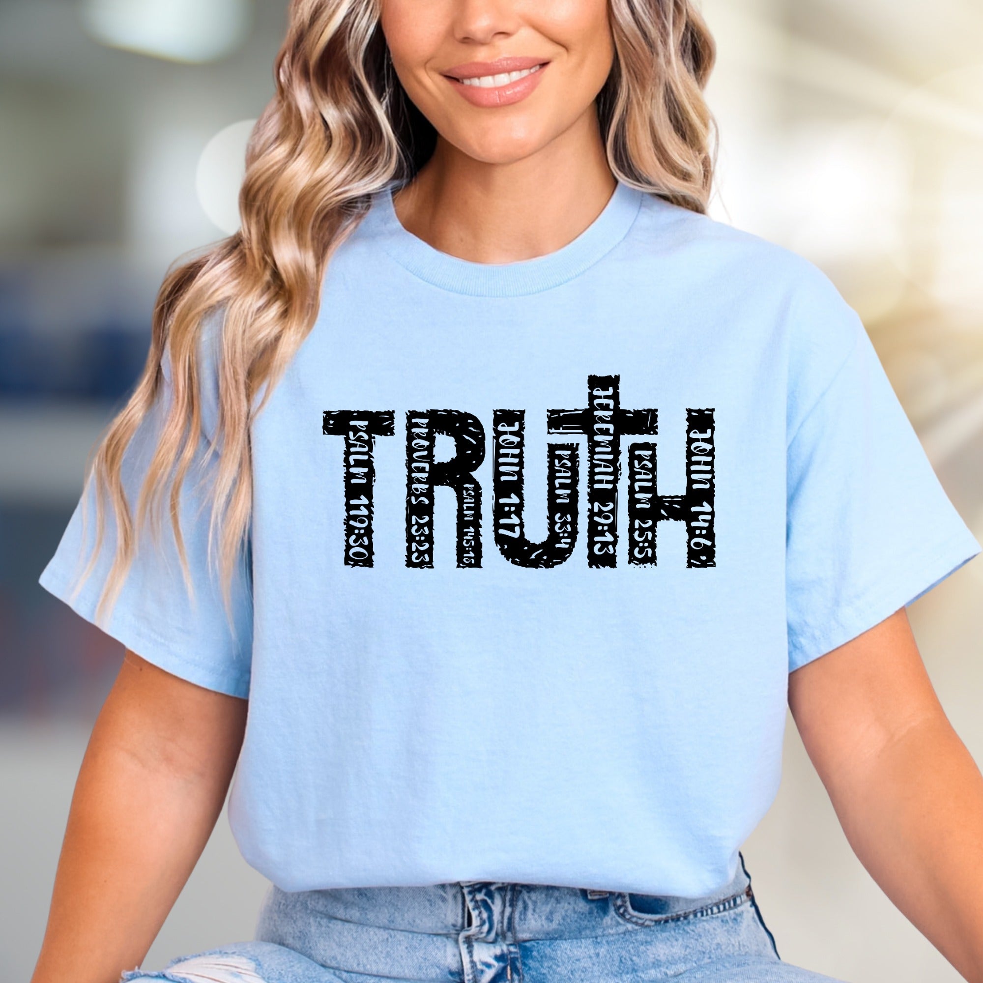 "TRUTH" Scripture Distressed Graphic Tee, a Faith-Inspired Pick for Believers