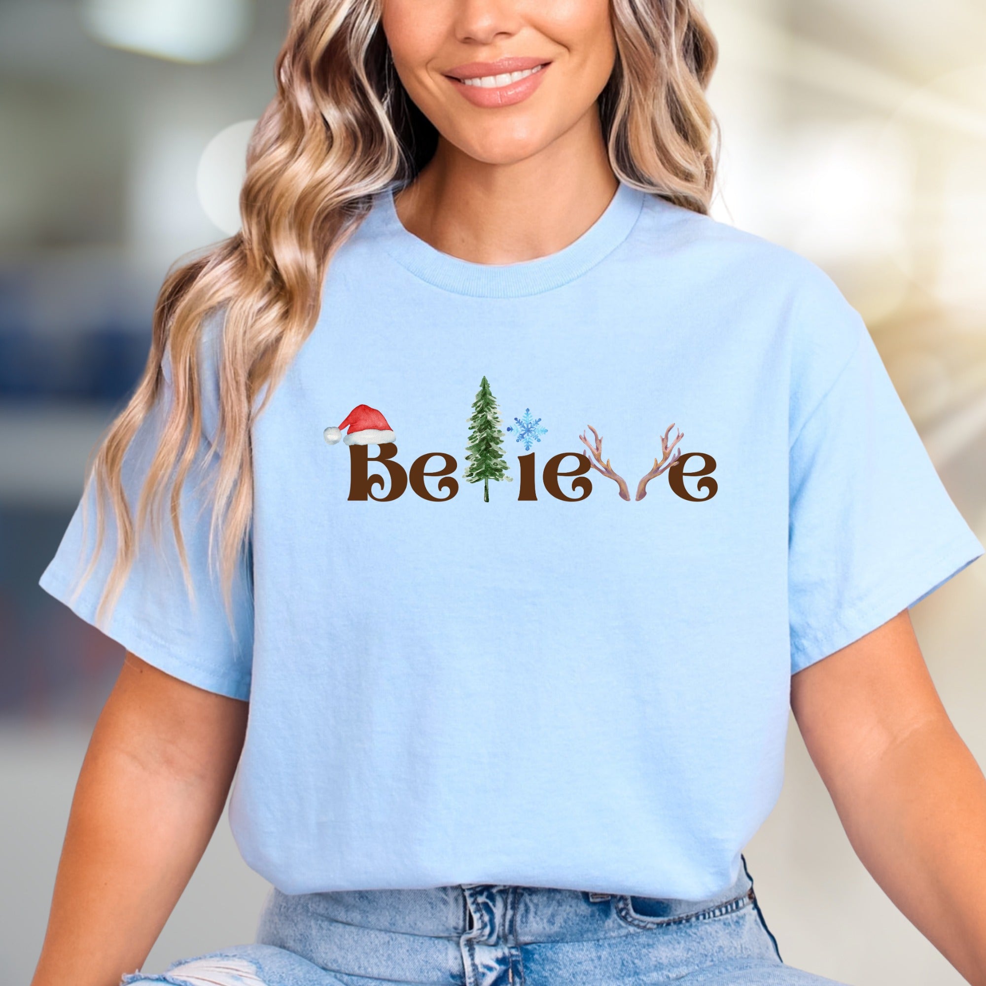 "BElieve" Festive Typography Graphic Tee, a Winter Holiday Pick for Everyone