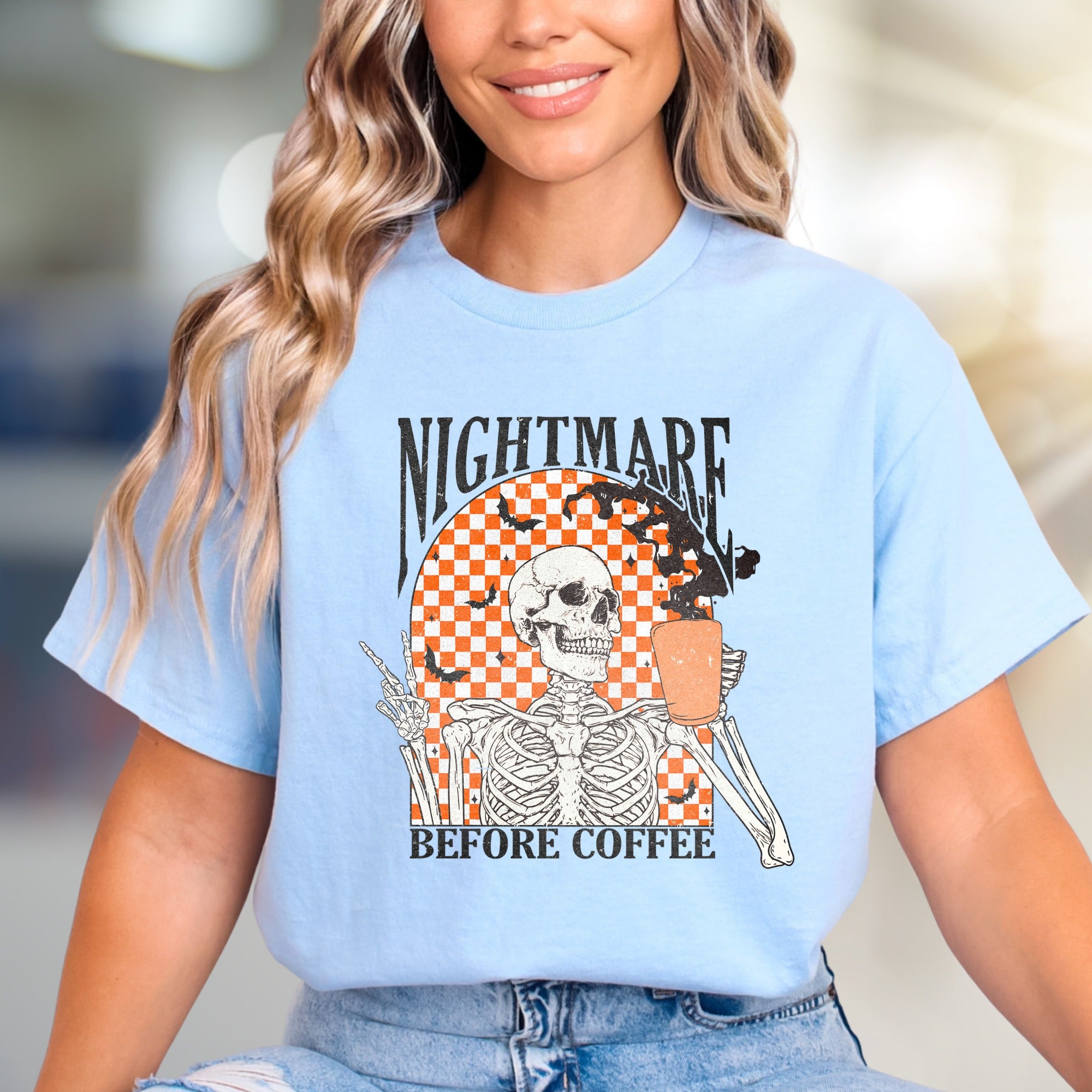 Nightmare Before Coffee Skeleton Graphic Tee, A Spooky Coffee Lover's Pick