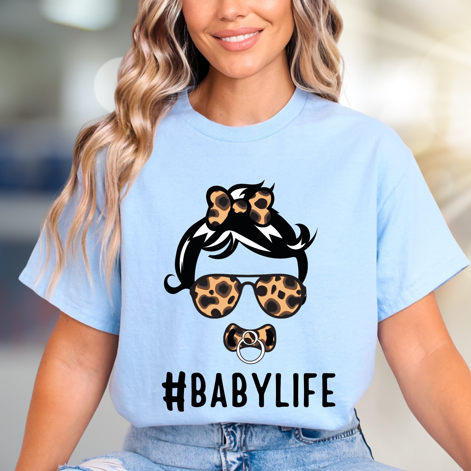 #BABYLIFE Leopard Mama Graphic Tee, a Trendy Mom Life Pick for New Parents
