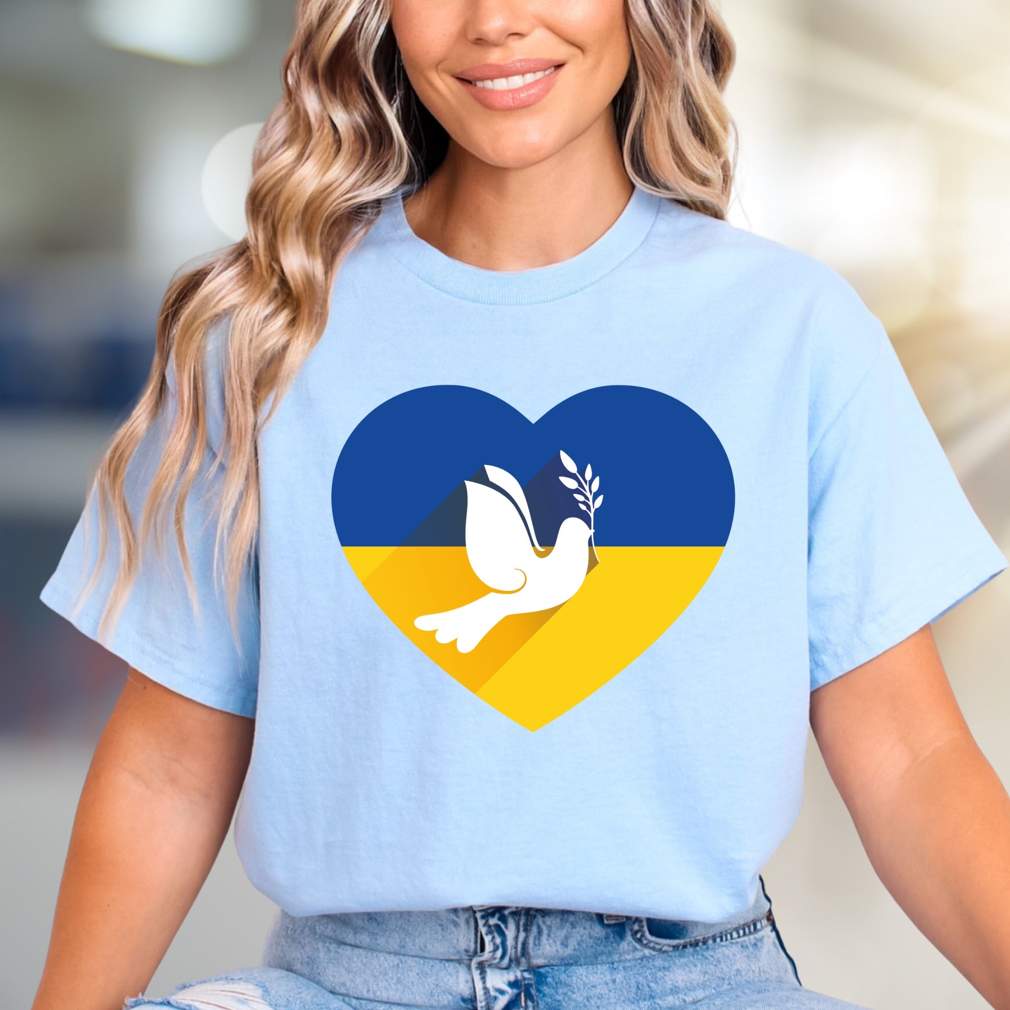 Heart Ukraine Flag Dove Tee, A Statement of Peace for Advocates