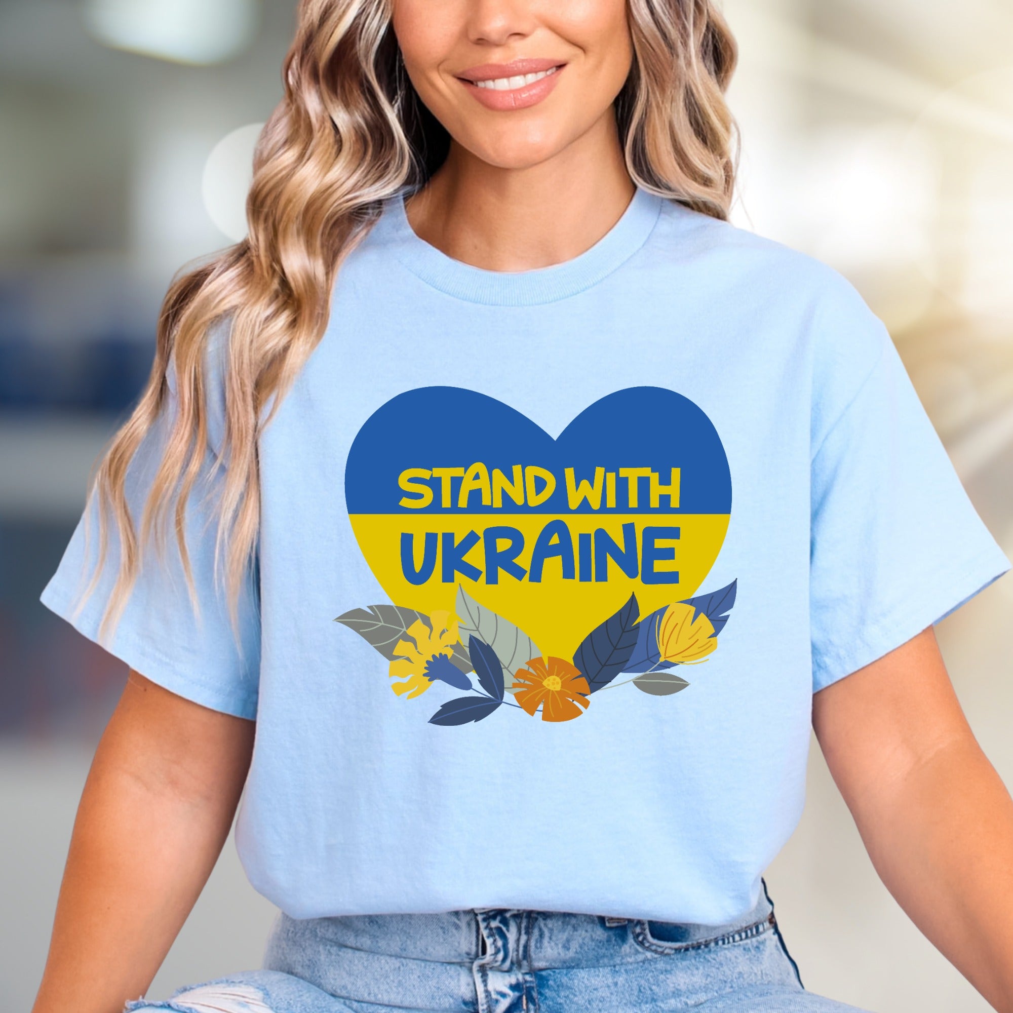 "Stand With Ukraine" Patriot Heart Tee, a Supportive Graphic Pick for Advocates