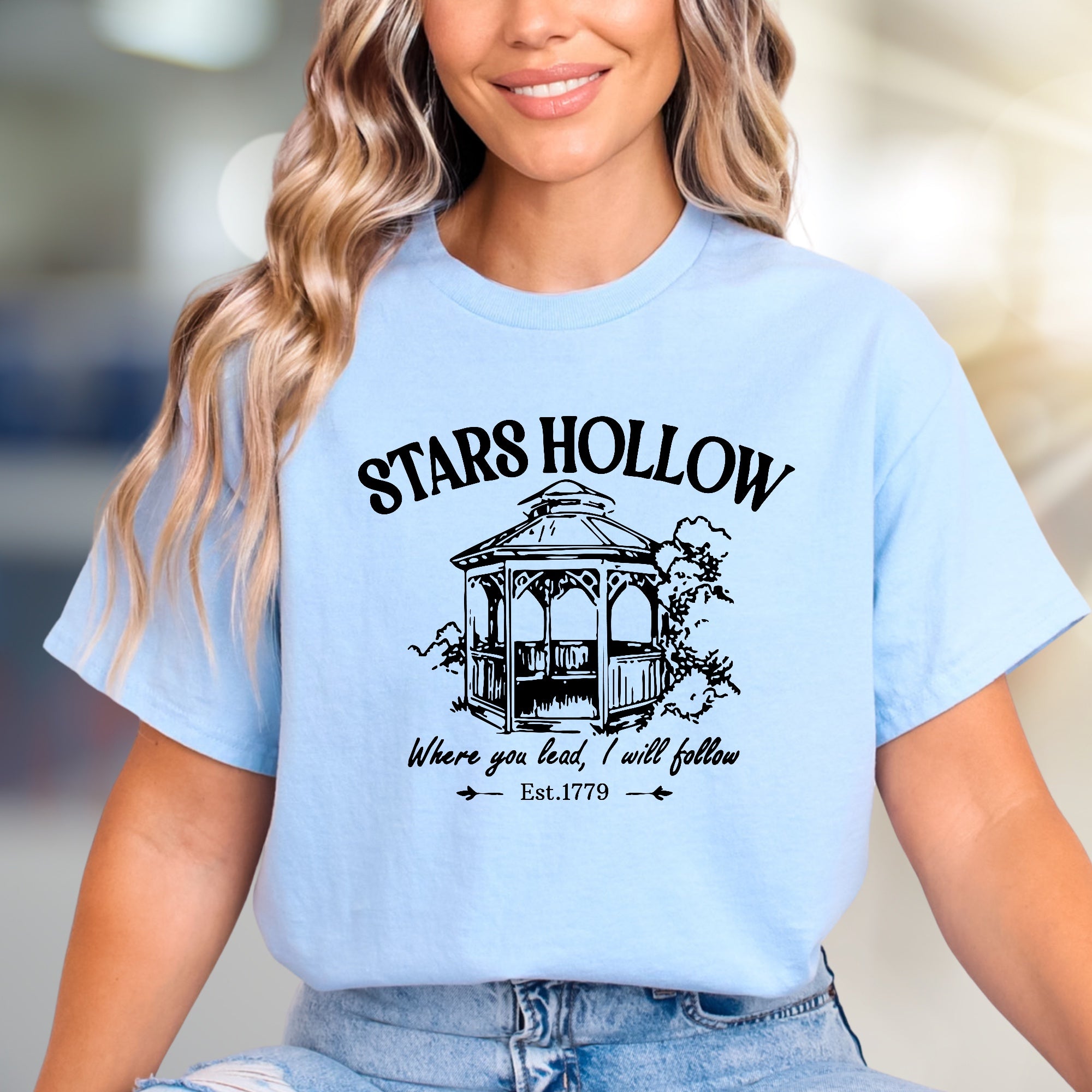 "Stars Hollow Where You Lead, I Will Follow" Graphic Tee, a Fandom Pick for TV Show Lovers