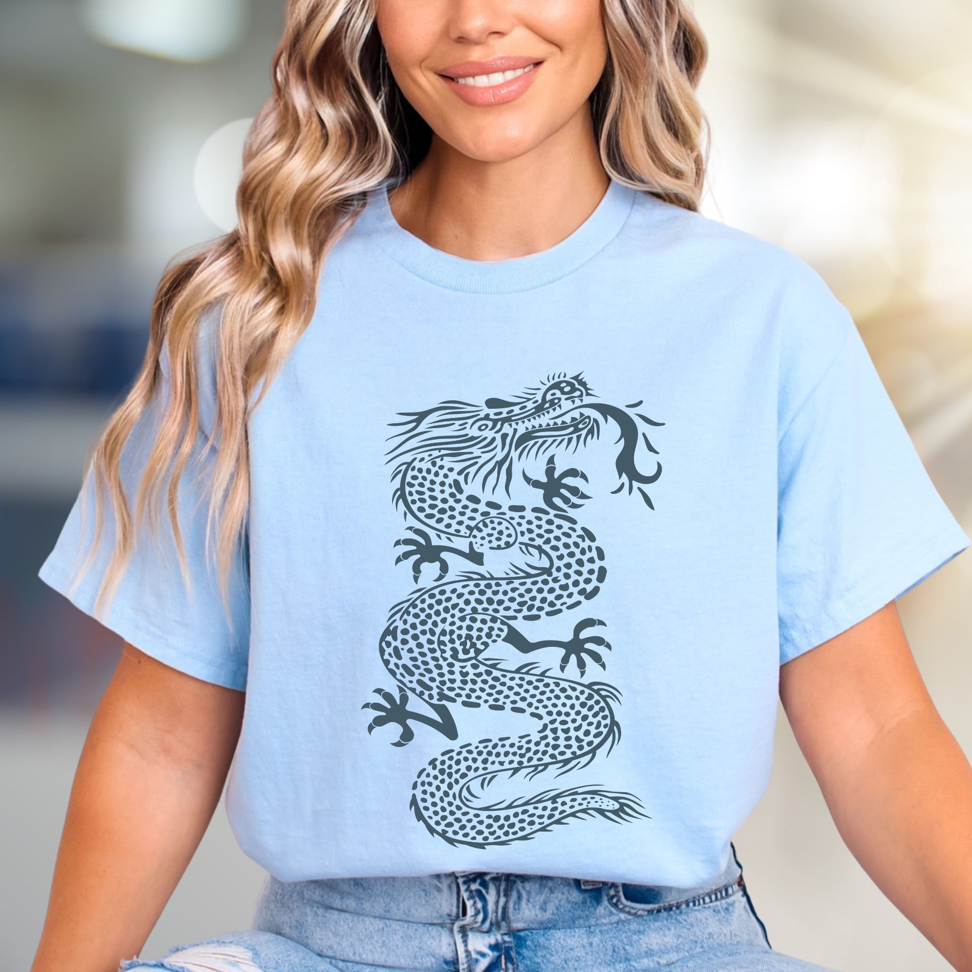 Ornate Dragon Chinese Symbol Graphic Tee, an Asian Cultural Graphic for Everyone