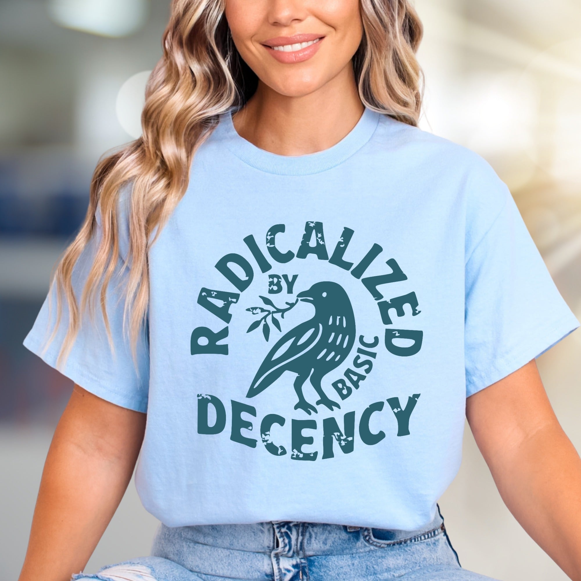 "Radicalized by Basic Decency" Statement Graphic Tee, a Bold Pick for Activists