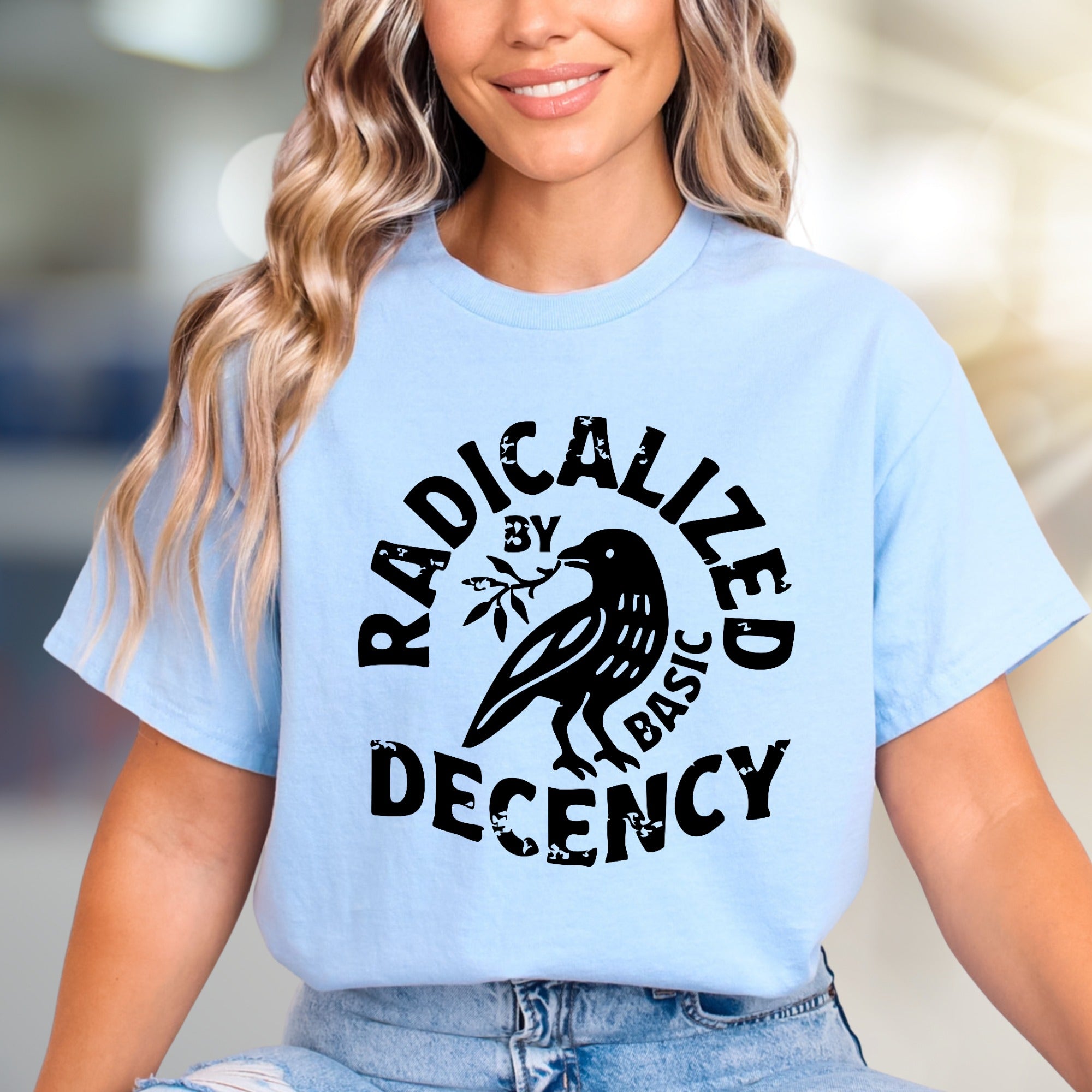 "Radicalized by Basic Decency" Peace Crow Graphic Tee, a Statement Pick for Activists