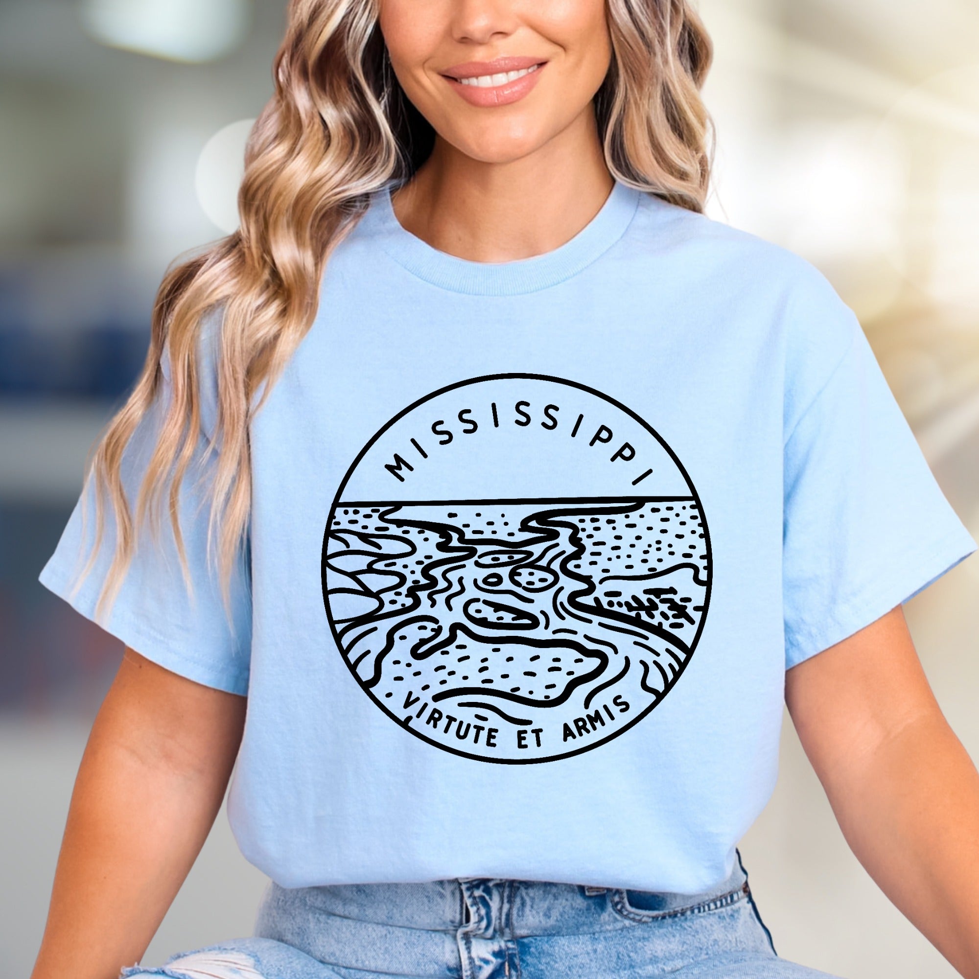 “Mississippi Virtute et Armis” State Seal Graphic Tee, a Heritage Pick for Enthusiasts