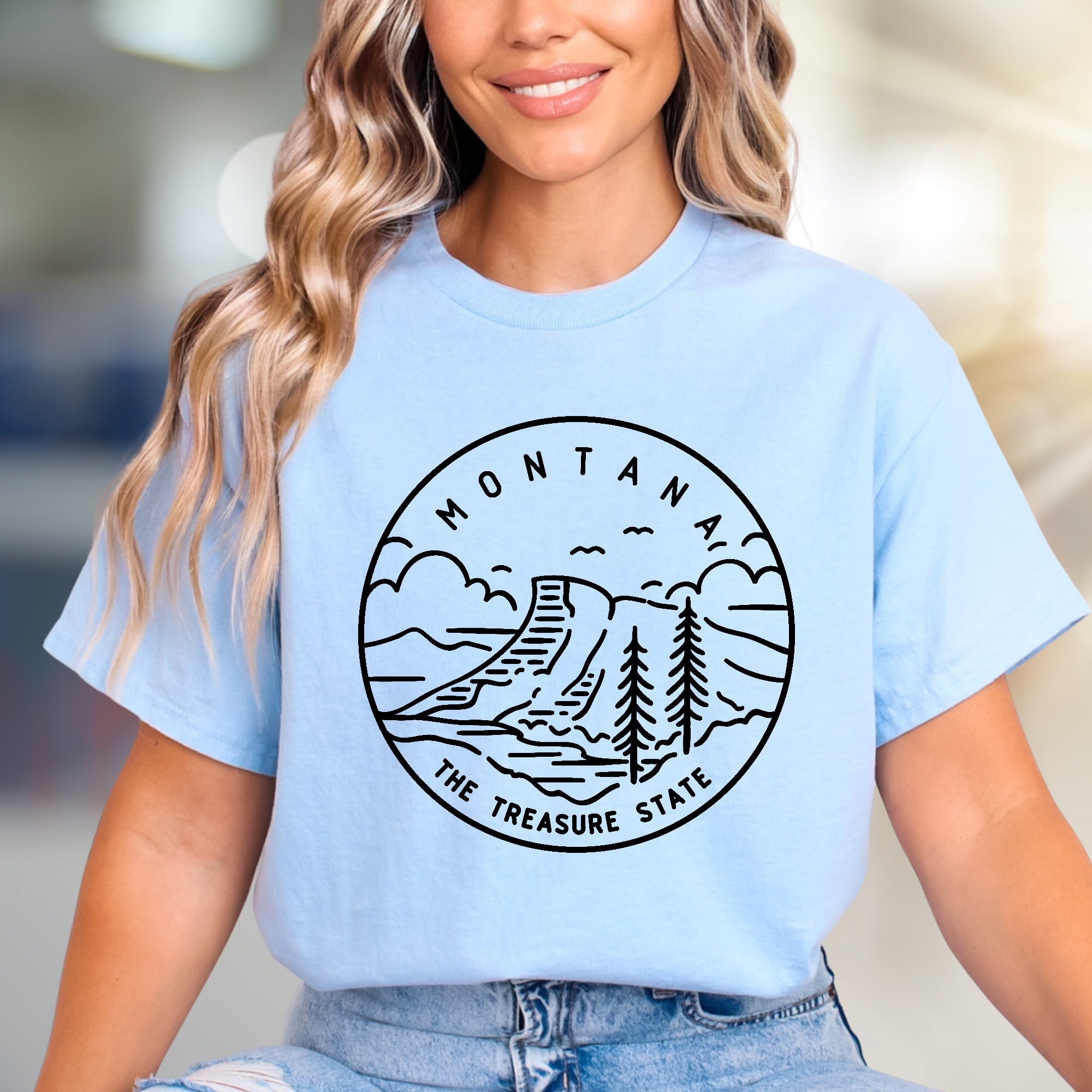 "Montana The Treasure State" Scenic Graphic Tee, a Nature-Inspired Pick for Travelers