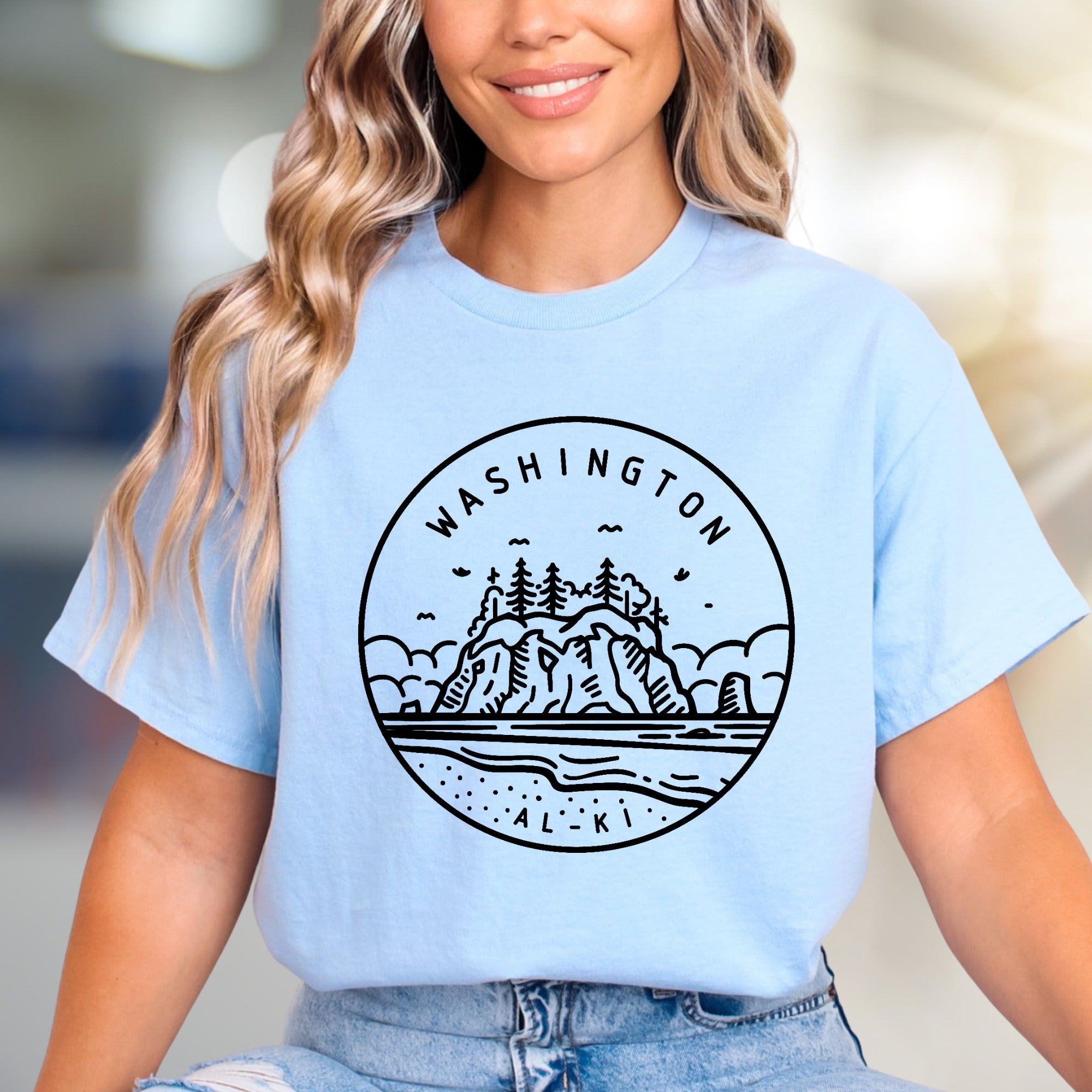 Washington Alki Beach Graphic Tee, a PNW Coastal Vibe for Explorers