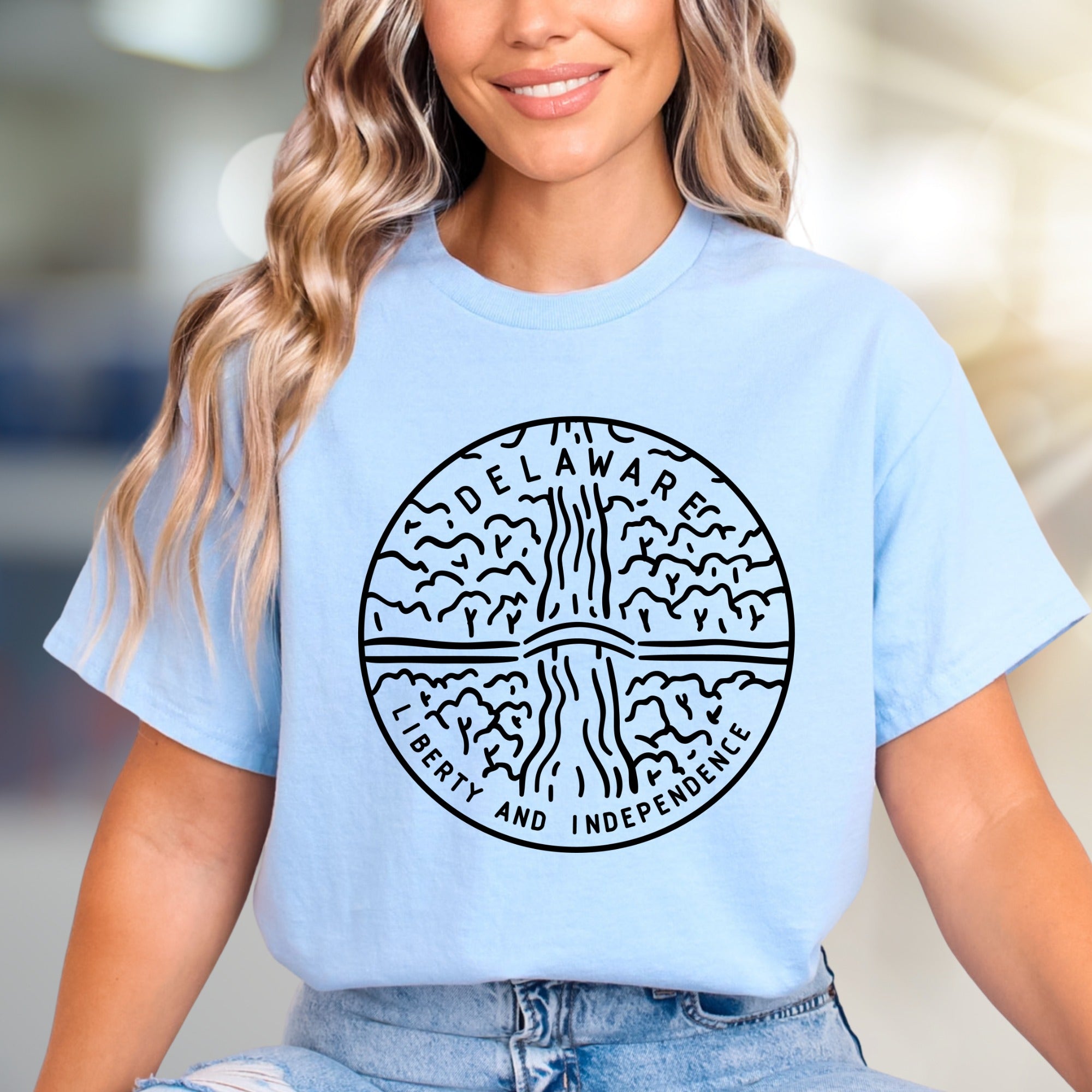 "Delaware Liberty and Independence" State Seal Graphic Tee, a Heritage-Inspired Pick for Proud Residents