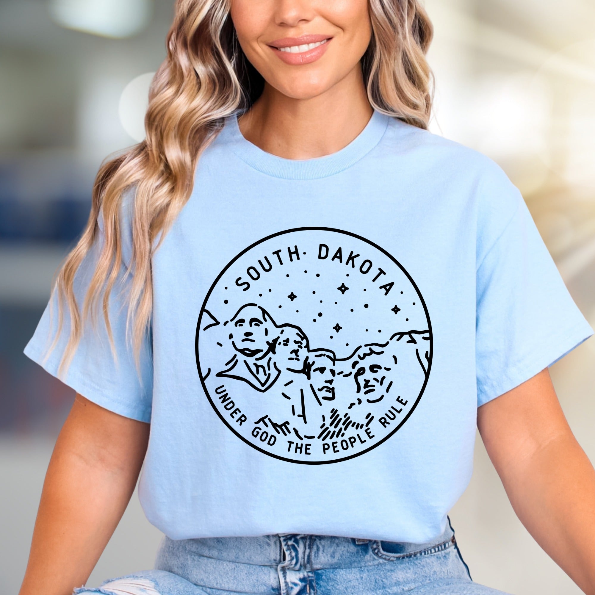 "SOUTH DAKOTA Under God The People Rule" Patriotic State Graphic Tee, A History Lover's Pick for Everyday Style