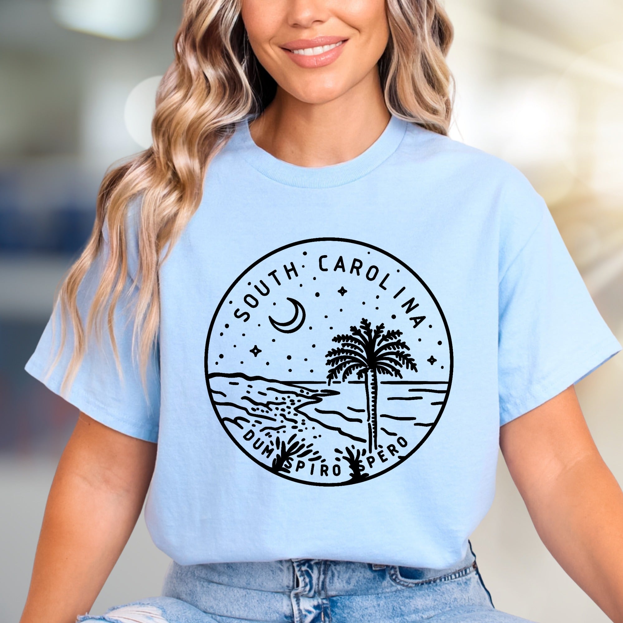 "South Carolina Dum Spiro Spero" Coastal Vibes Graphic Tee, a State Pride Pick for Locals & Travelers