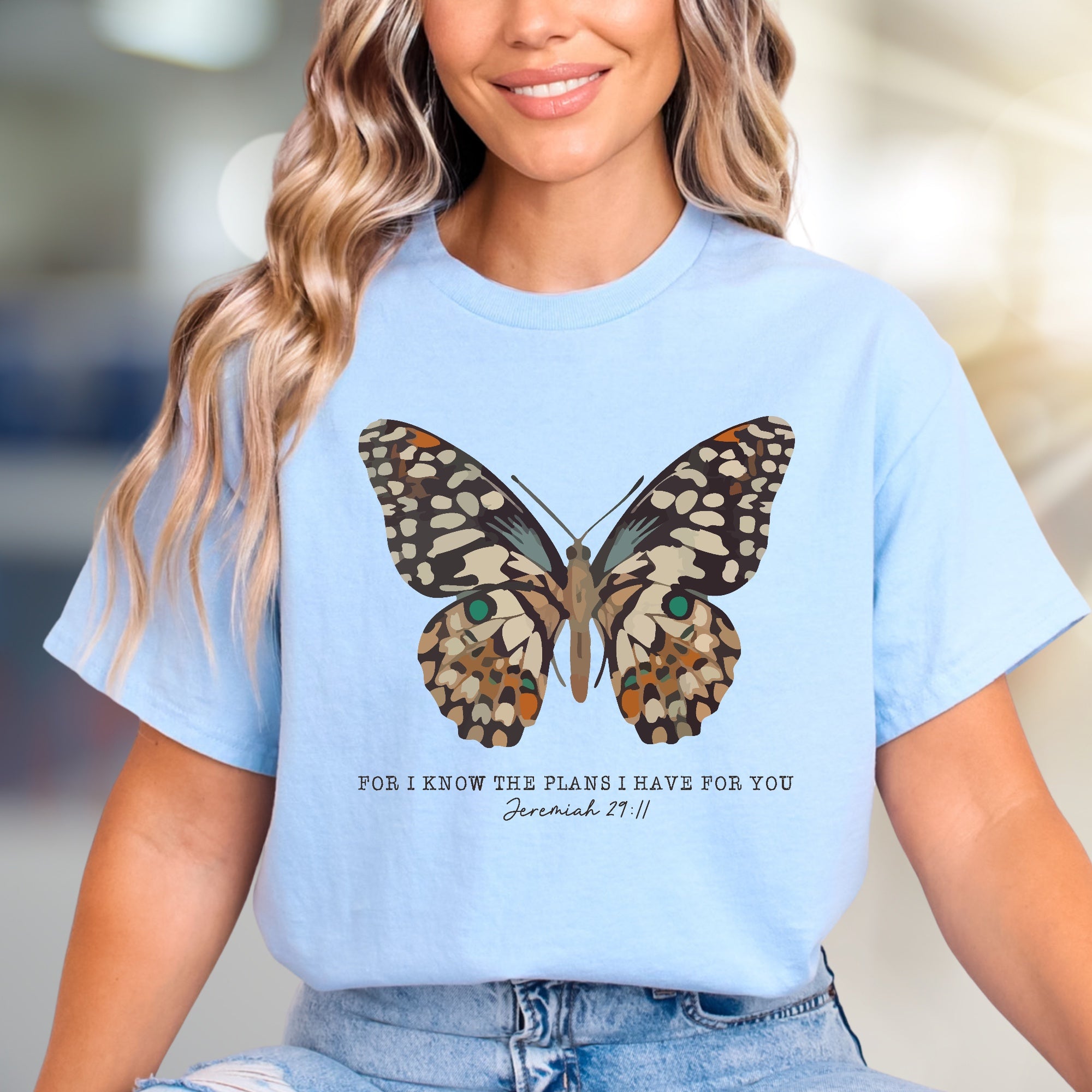 "FOR I KNOW THE PLANS I HAVE FOR YOU" Butterfly Graphic Tee, a Faith-Inspired Pick for Believers