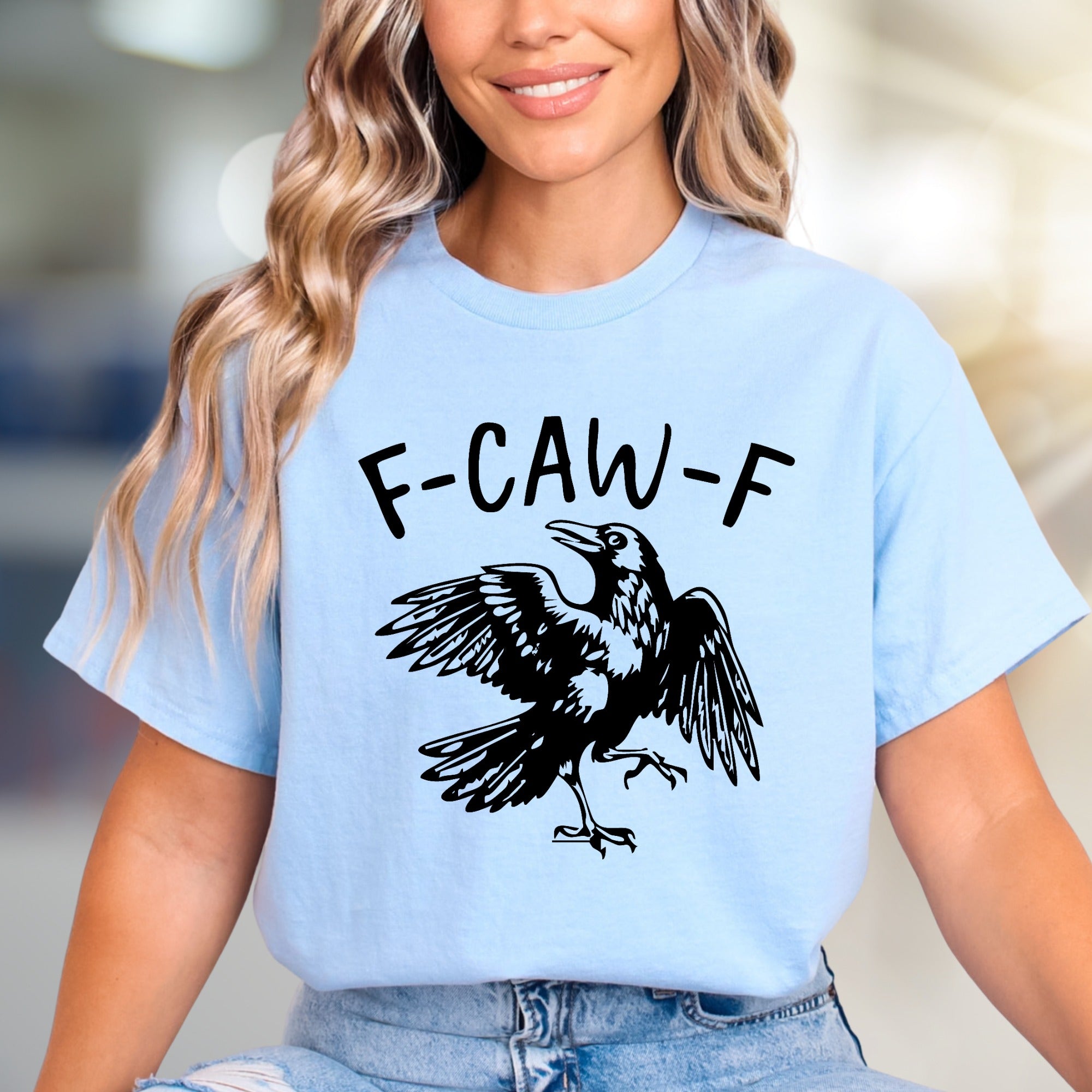 "F-CAW-F" Crow Design Graphic Tee, a Witty Animal Lover Pick for Everyone