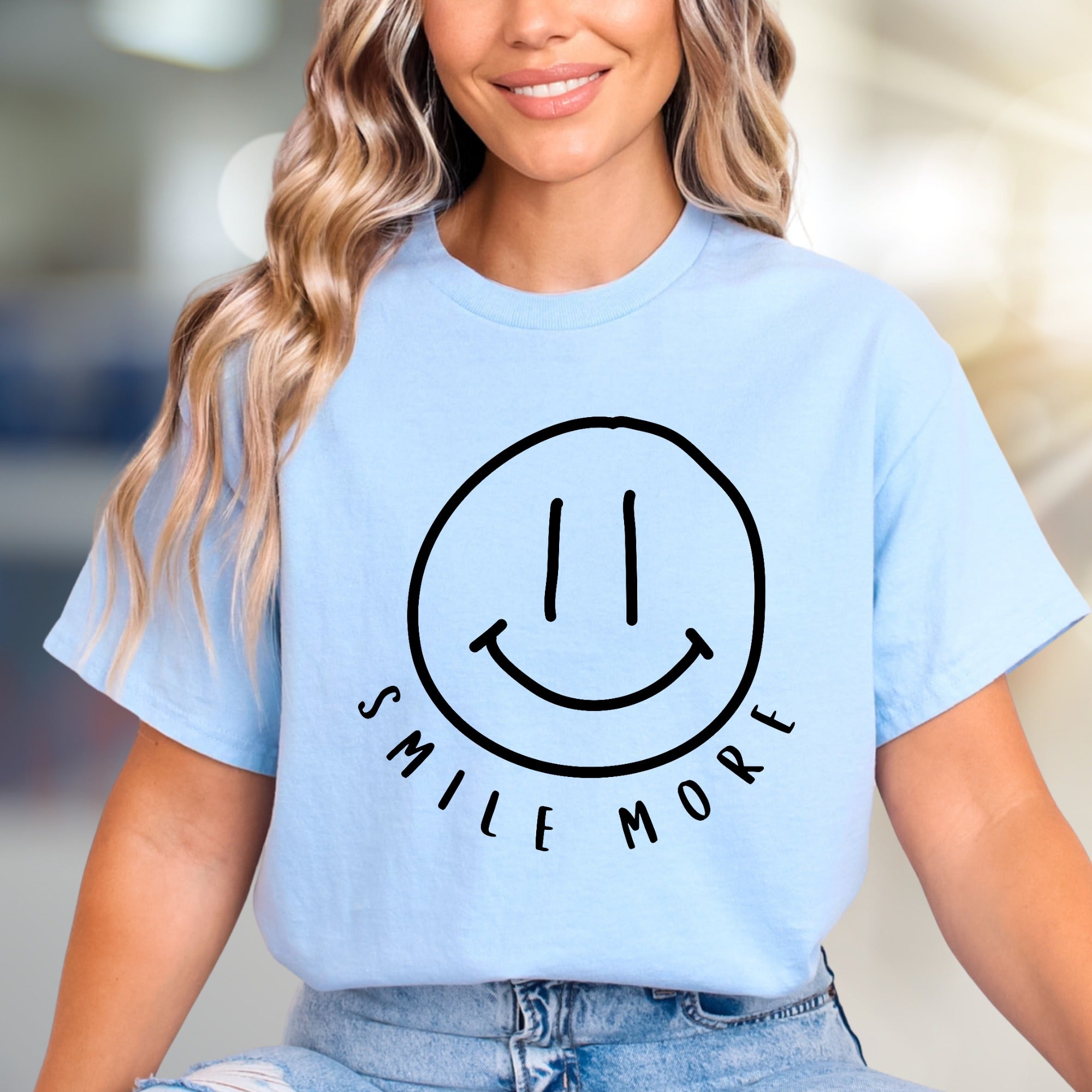 "Smile More" Happy Face Graphic Tee, a Positive Vibe Unisex Pick for Anyone