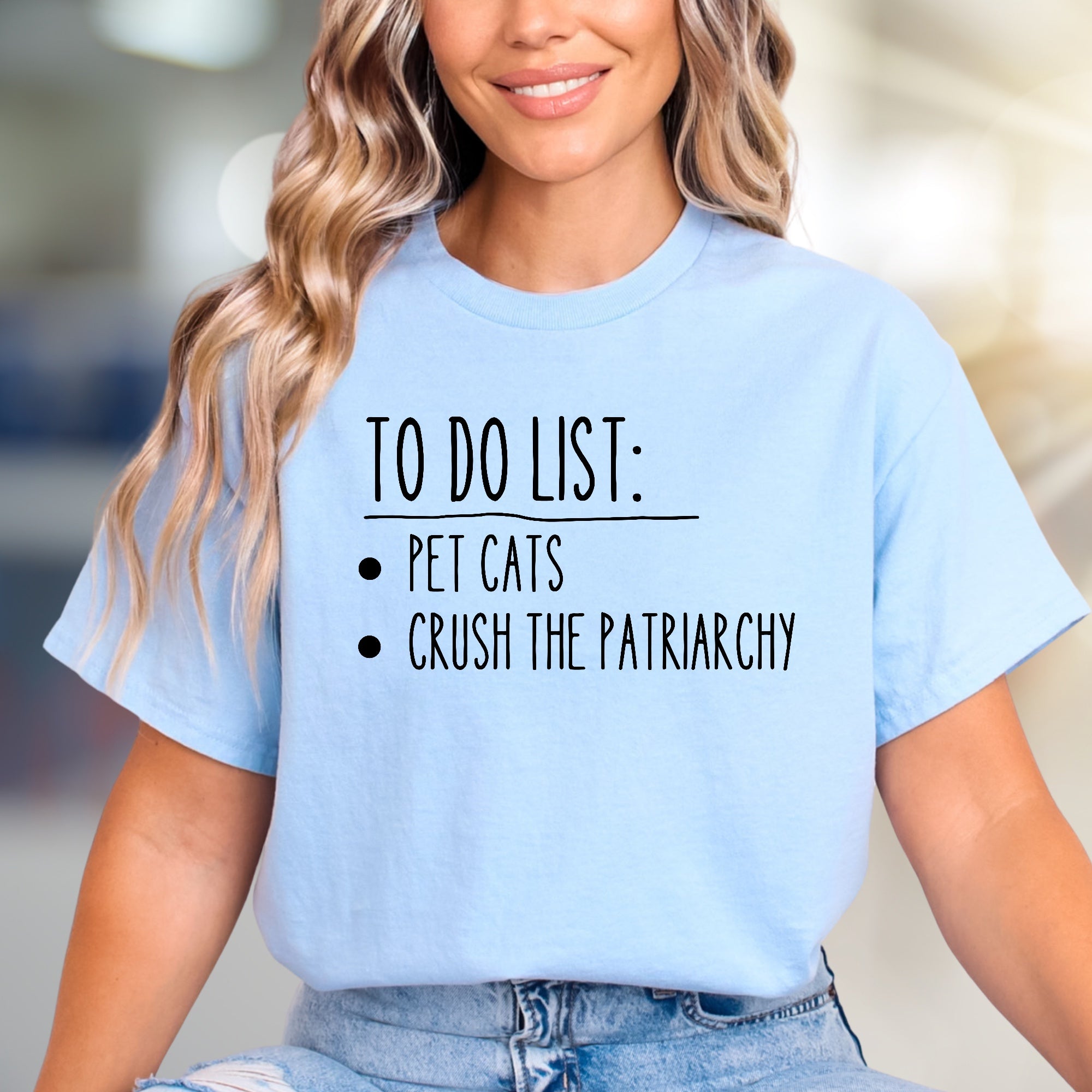 "To Do List: Pet Cats, Crush The Patriarchy" Feminist Graphic Tee, a Bold Statement for Activists