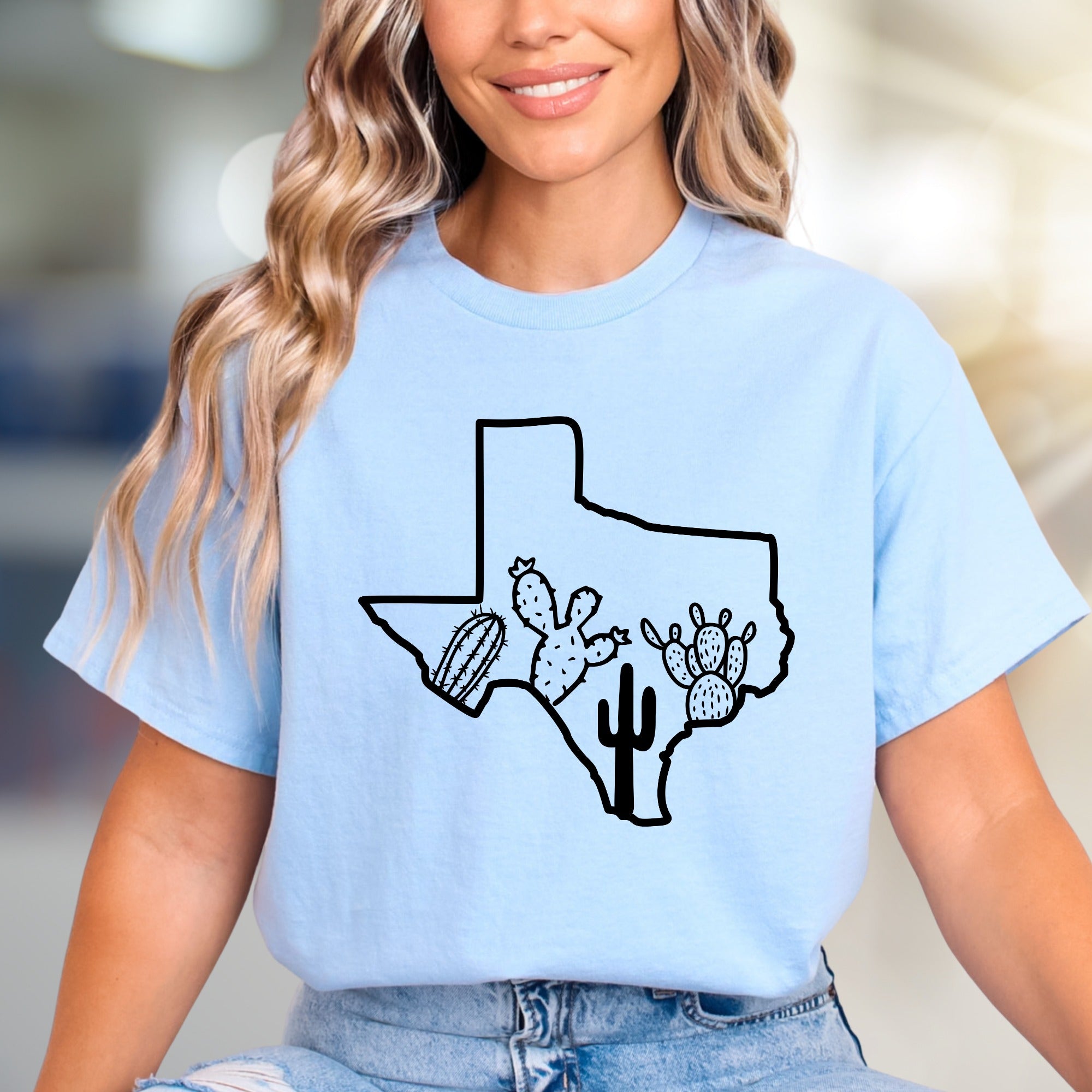 Texas Cactus Outline Graphic Tee, a Desert Chic Pick for State Pride Advocates