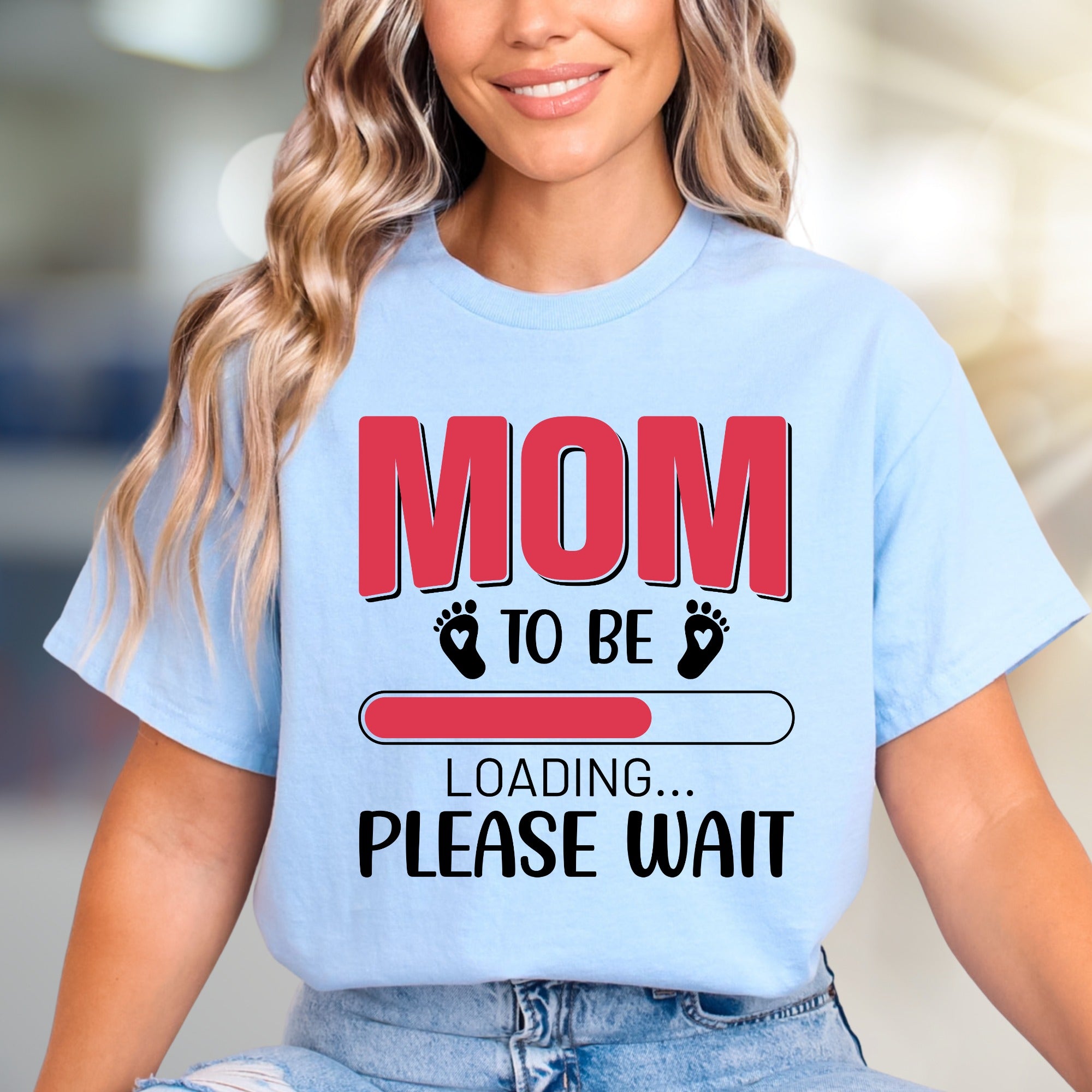 "Mom to Be Loading... Please Wait" Pregnancy Reveal Graphic Tee, a Future Mom Pick for Baby Showers