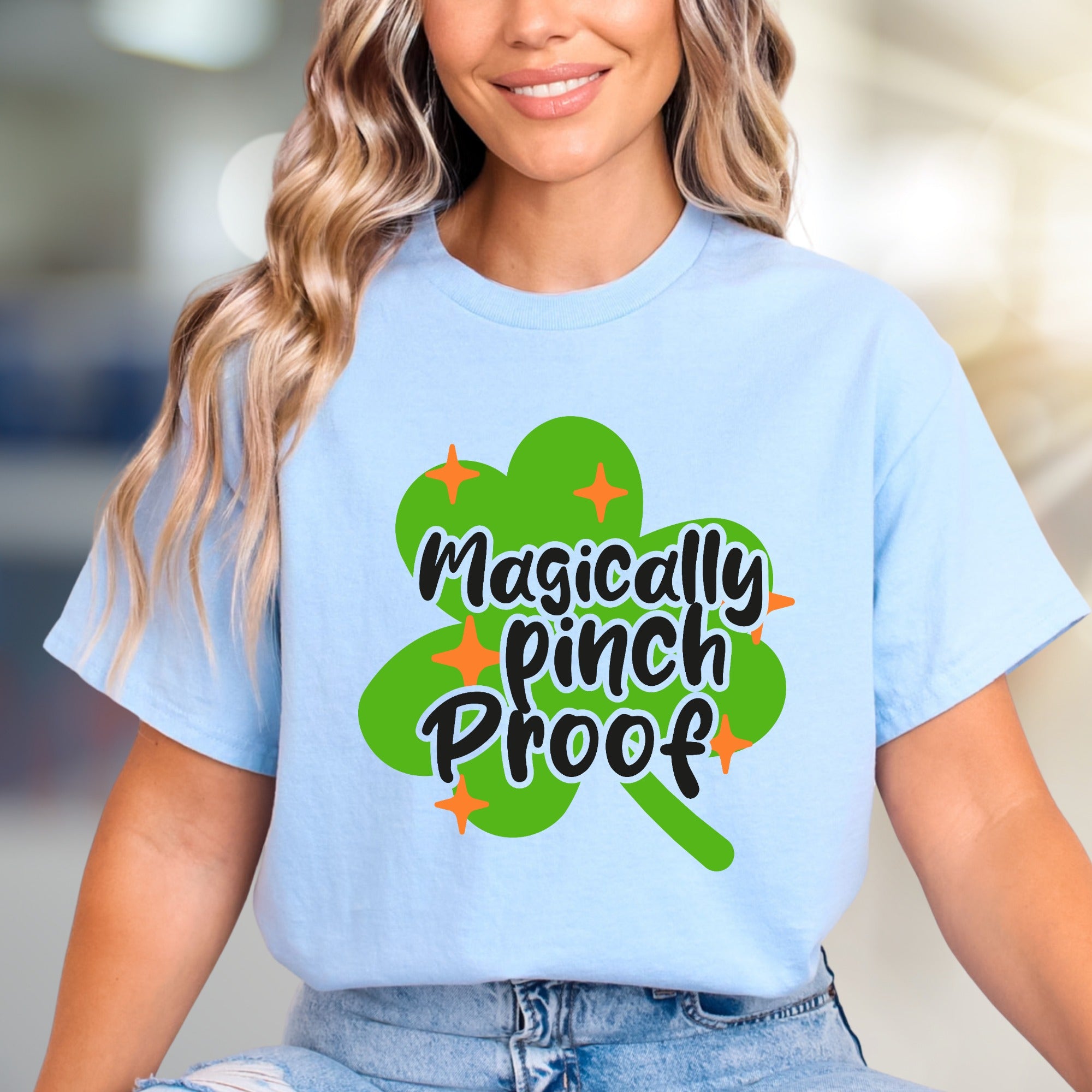 "Magically Pinch Proof" Shamrock Graphic Tee, a St. Paddy's Celebration Pick for Anyone