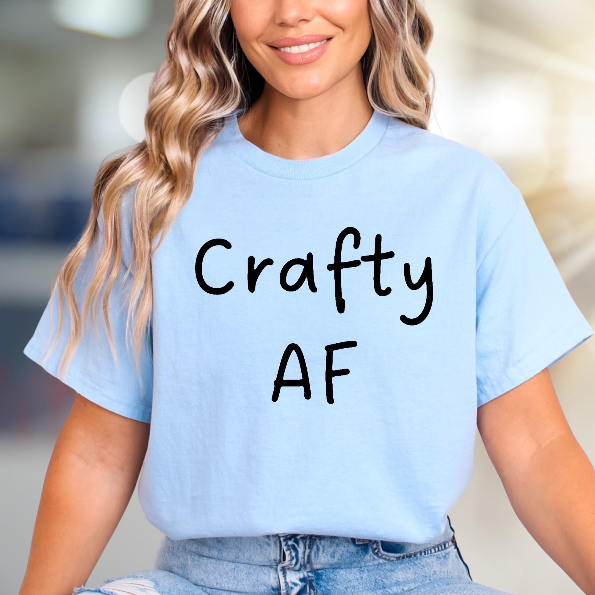 "Crafty AF" Fun Text Graphic Tee, A Creative Expression Unisex Tee