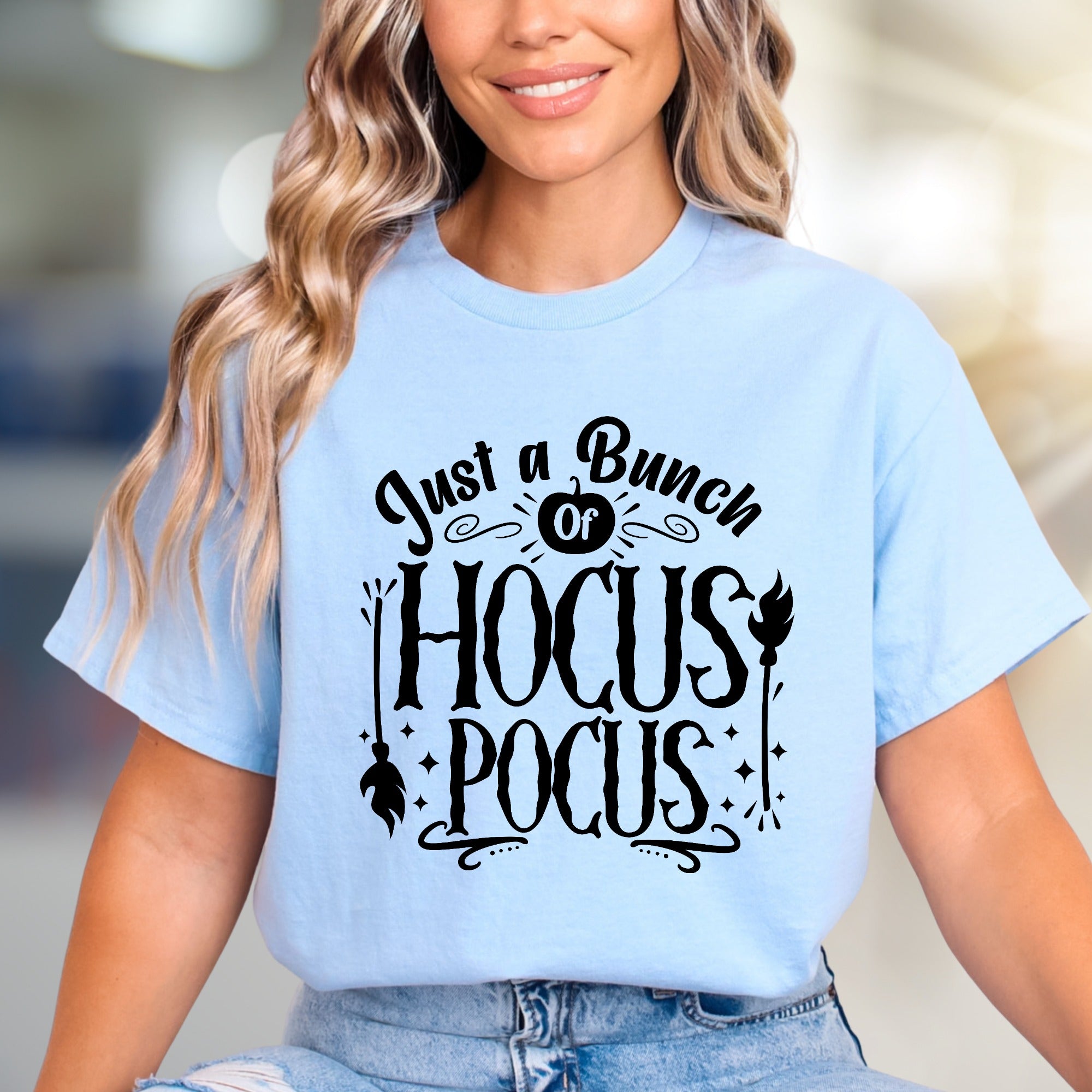 "Just a Bunch of Hocus Pocus" Halloween Graphic Tee, a Spooky Pick for Festive Fans