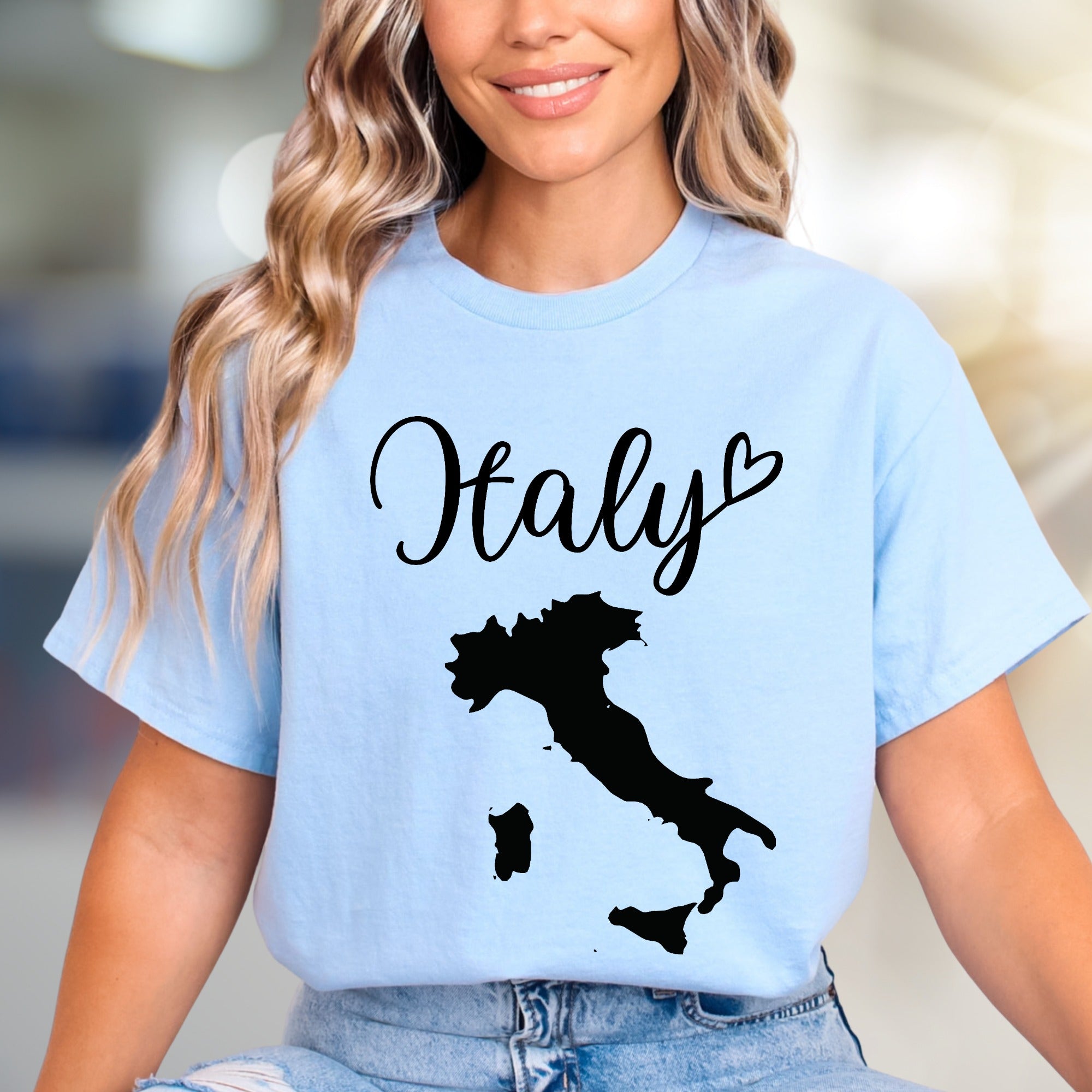 "Italy" Script Map Graphic Tee, a Wanderlust Pick for Globetrotters