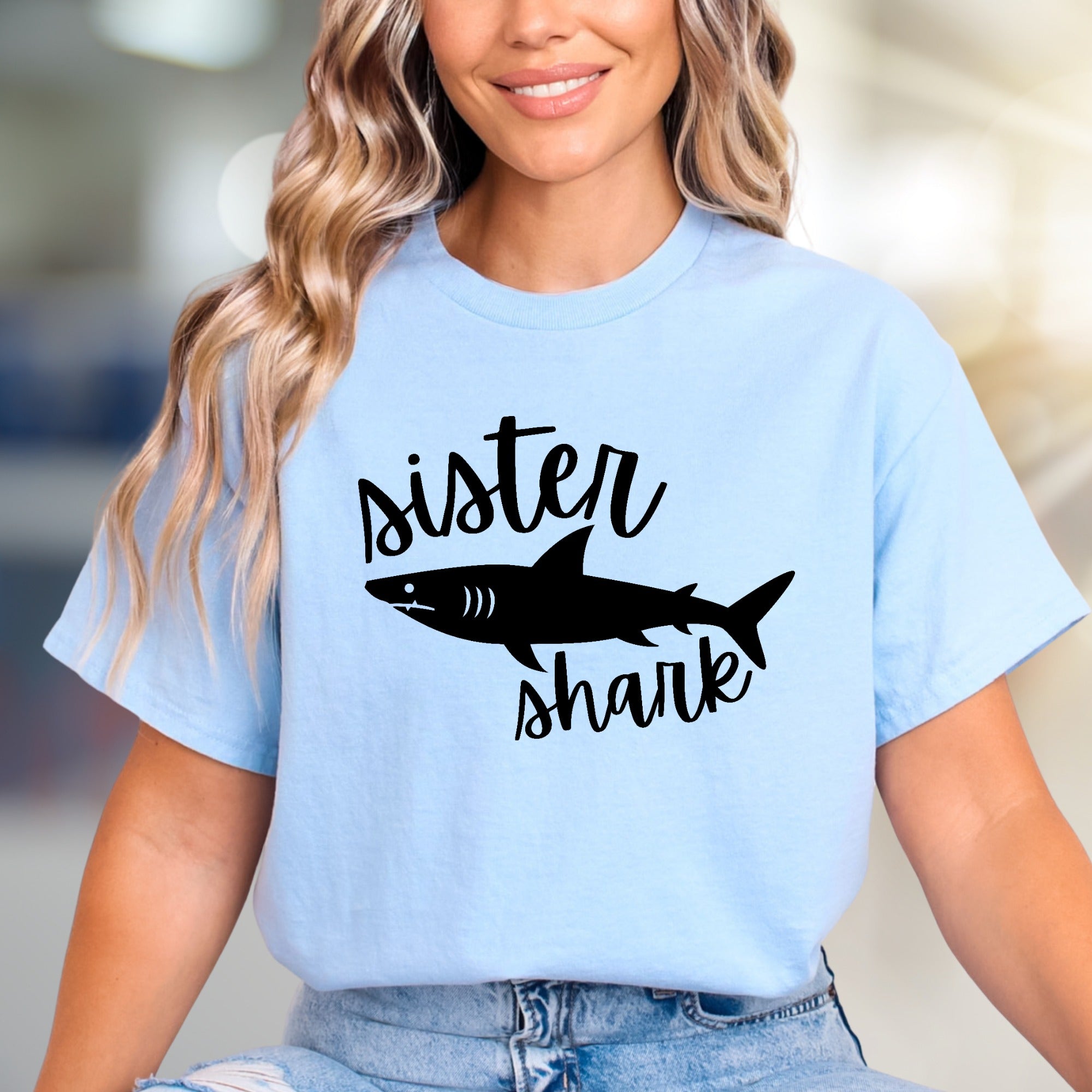 "Sister Shark" Family Fun Graphic Tee, a Playful Pick for Siblings