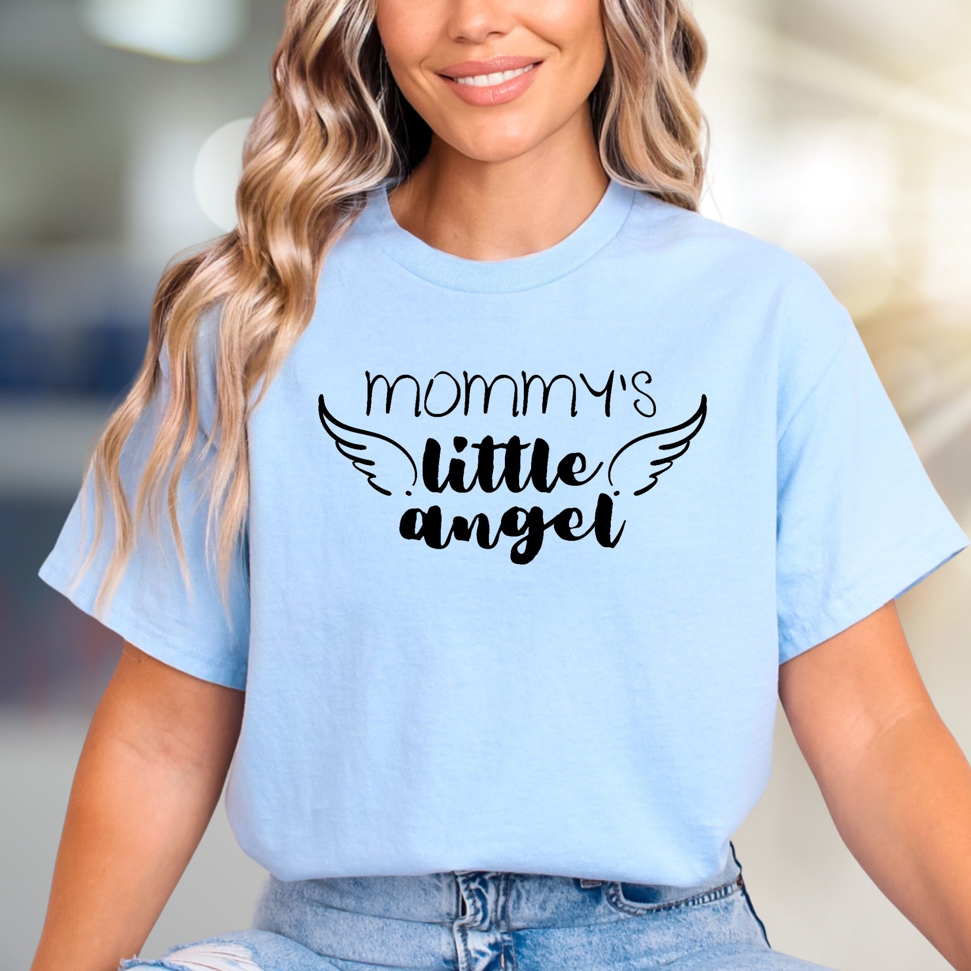 "Mommy's Little Angel" Whimsical Graphic Tee, A Parental Love Pick for New Moms
