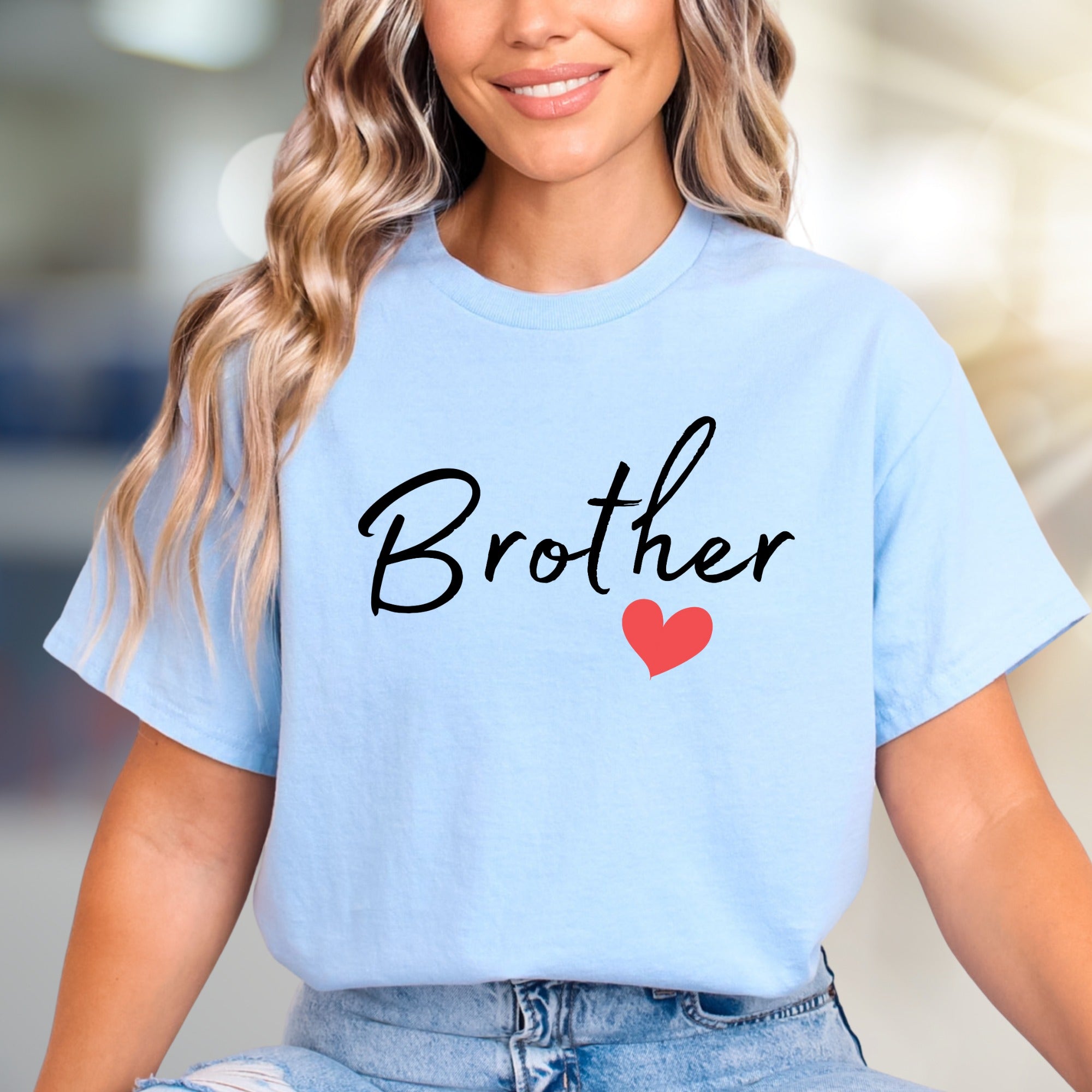 "Brother" Heart Graphic Tee, A Family Bond Pick for Siblings