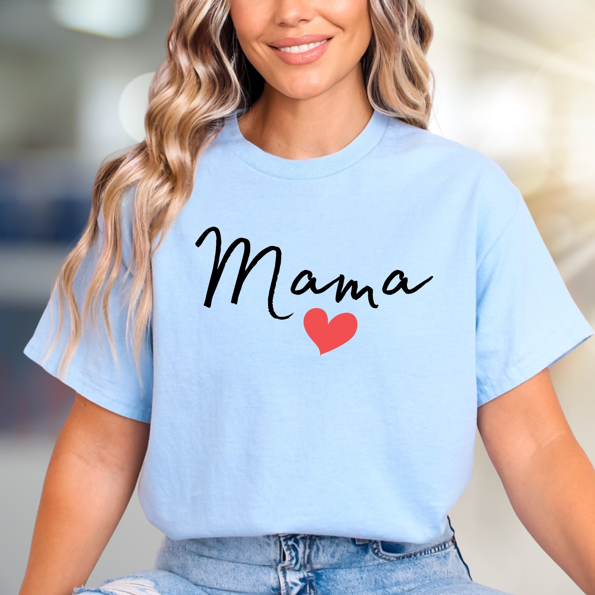 "Mama" Script Heart Graphic Tee, a Loving Pick for New Moms
