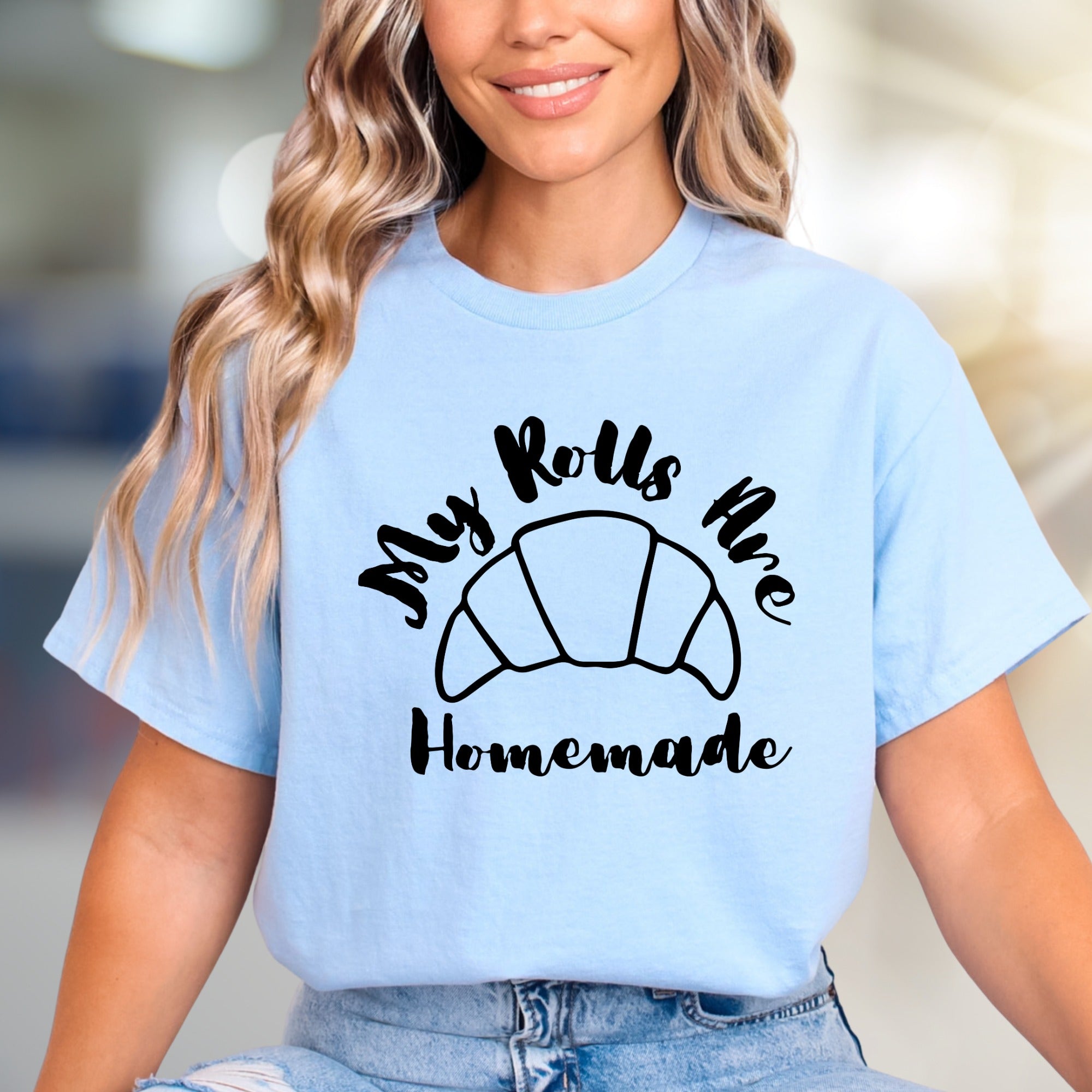 "My Rolls Are Homemade" Croissant Graphic Tee, a Bakery Lover's Casual Pick