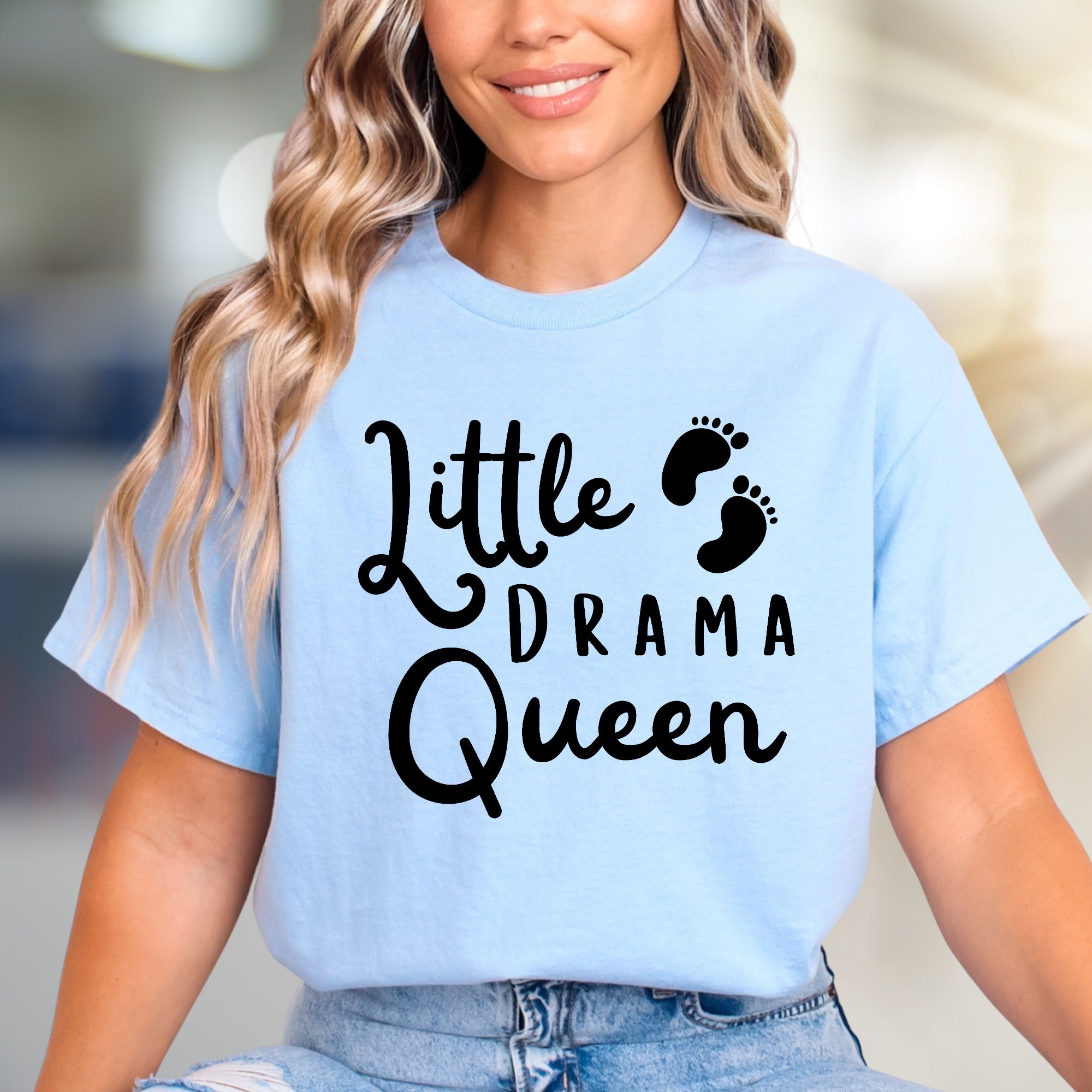 "Little Drama Queen" Baby Feet Graphic Tee, a Playful Pick for New Moms