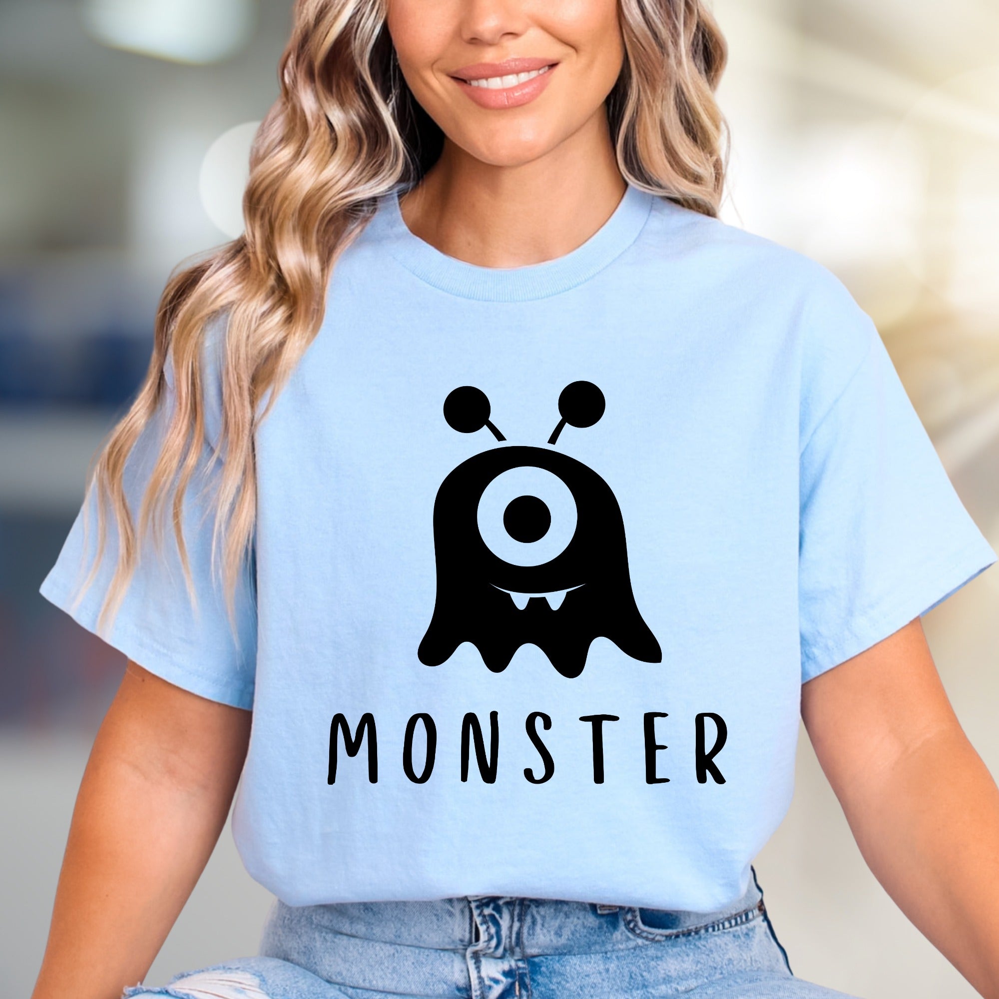 "MONSTER" Cute Spooky Graphic Tee, a Whimsical Pick for Halloween Enthusiasts