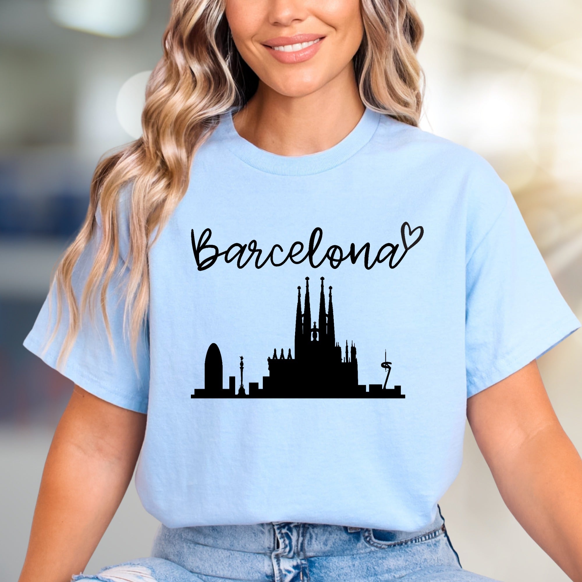 “Barcelona” Cityscape Graphic Tee, A Travel Enthusiast's Urban Pick
