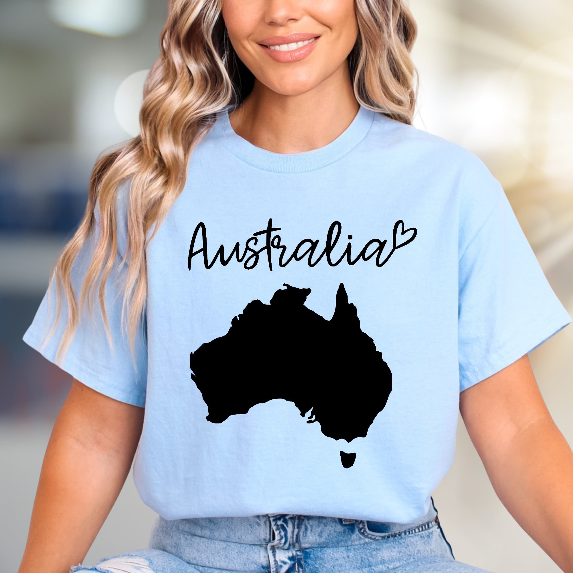 "Australia" Map Heart Graphic Tee, a Travel Lover's Pick for Everyday Style