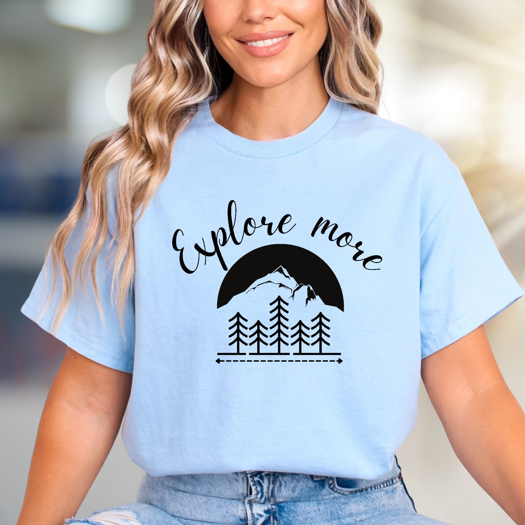 "Explore More" Mountain & Forest Graphic Tee, a Nature-Inspired Pick for Adventurers