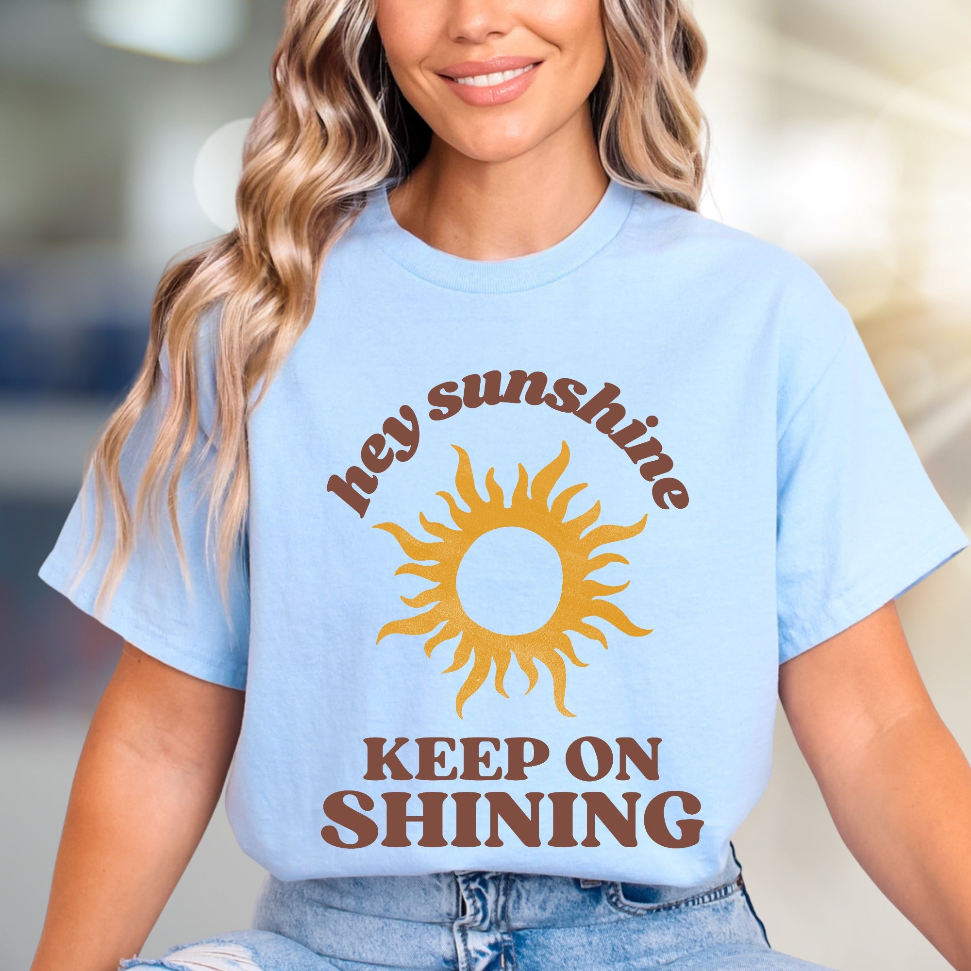 "Hey Sunshine Keep on Shining" Sunny Graphic Tee, a Positive Vibe Essential