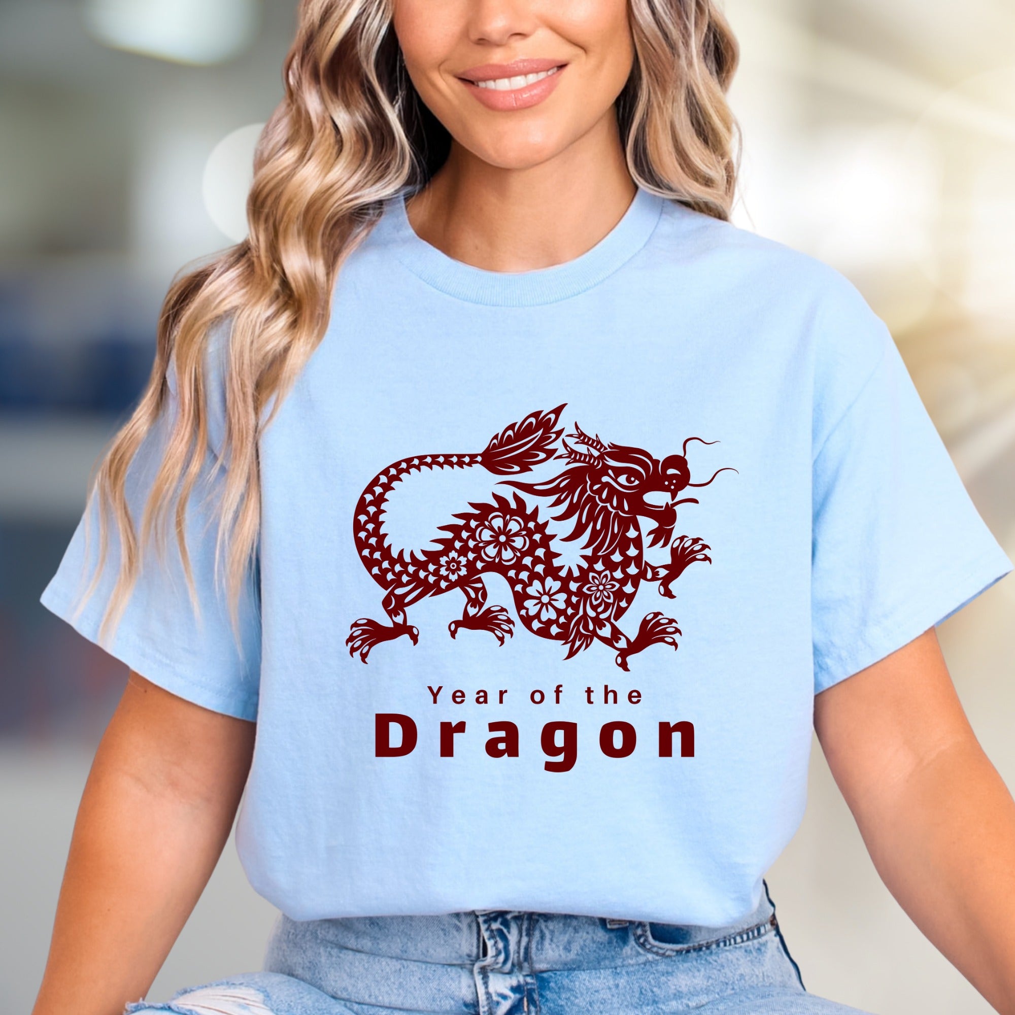 "Year of the Dragon" Folk Graphic Tee, an Empowering Asian Zodiac Pick for Enthusiasts