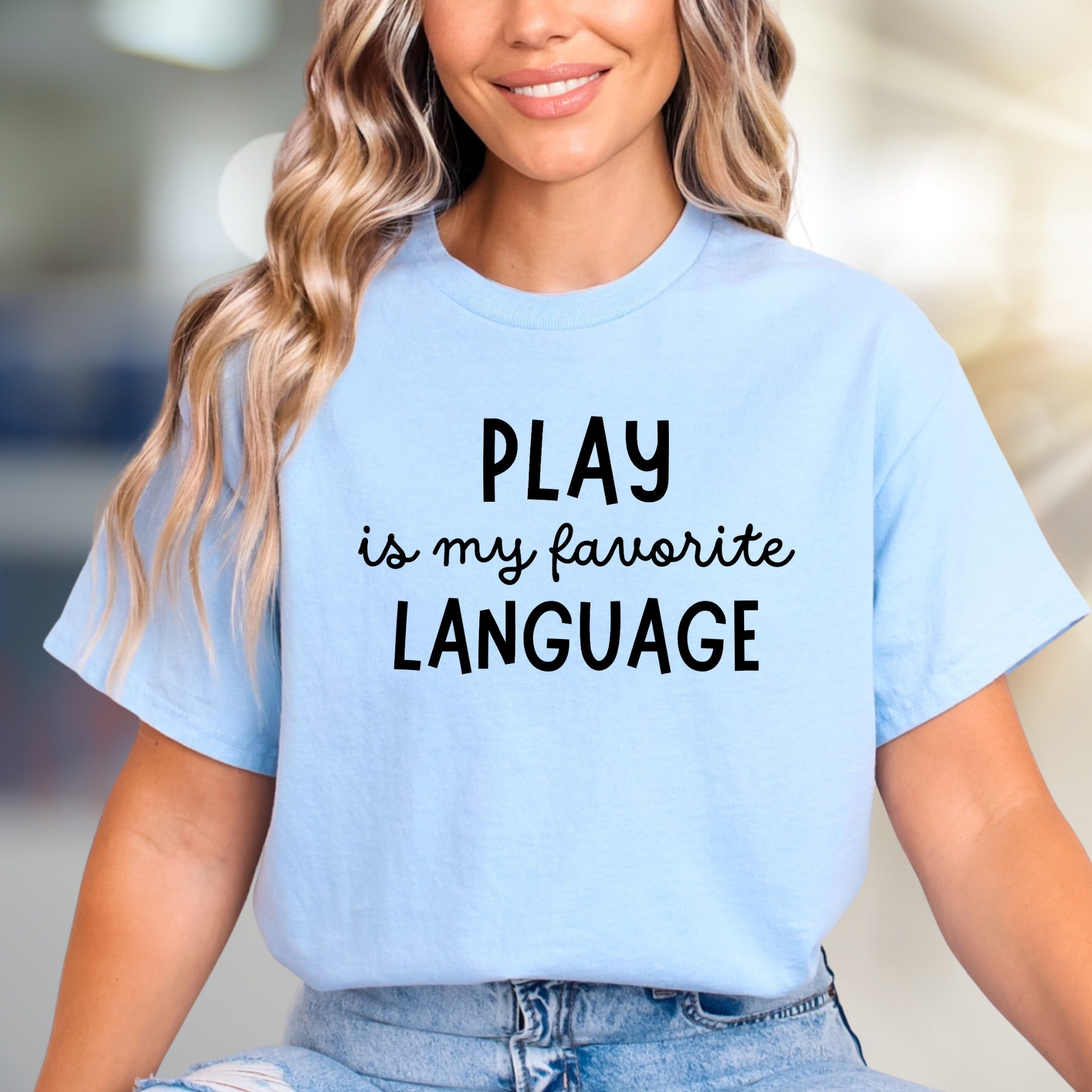 “PLAY is my favorite LANGUAGE” Fun Saying Graphic Tee, a Playful Pick for Every Enthusiast