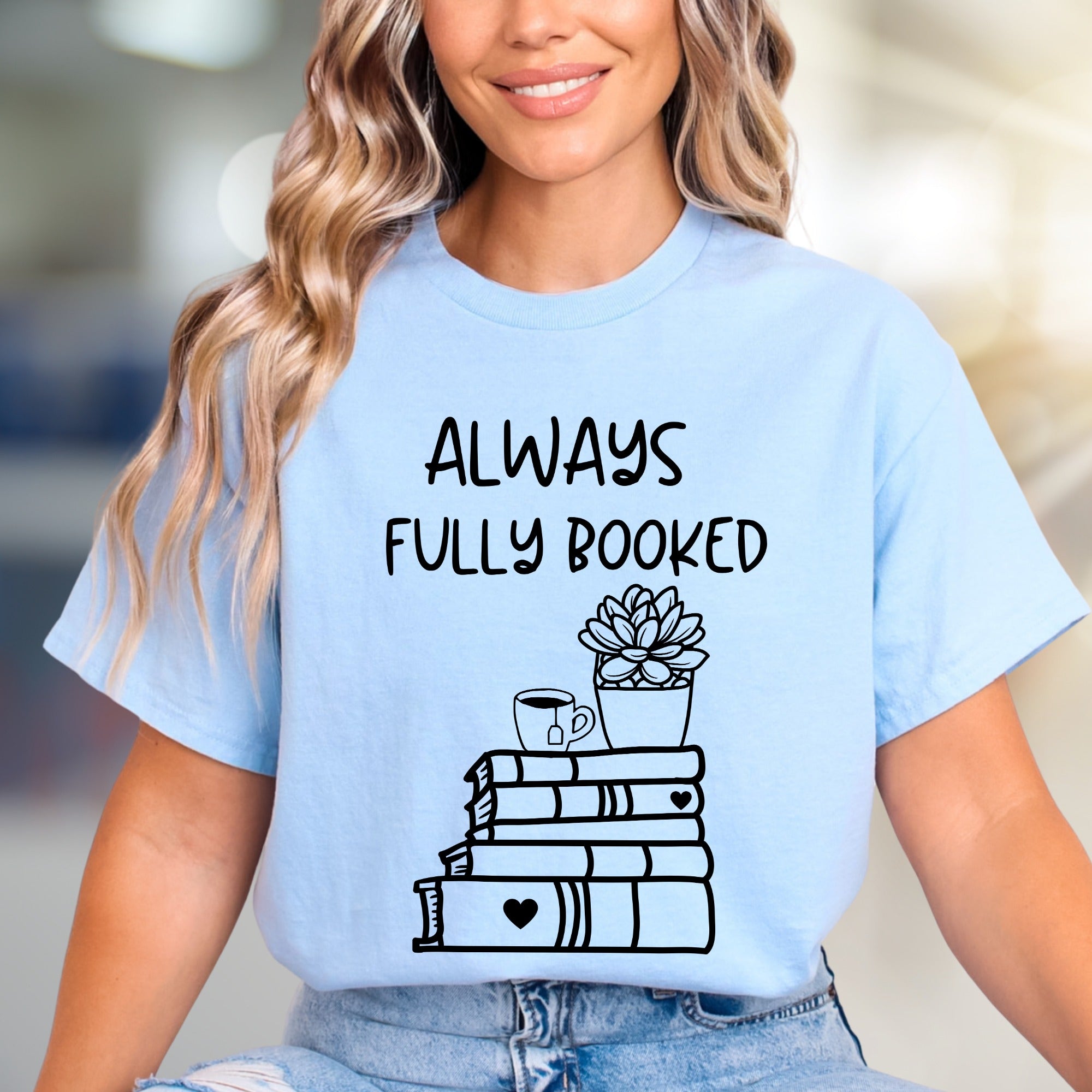"Always Fully Booked" Bookworm Graphic Tee, a Cozy Literary Pick for Readers