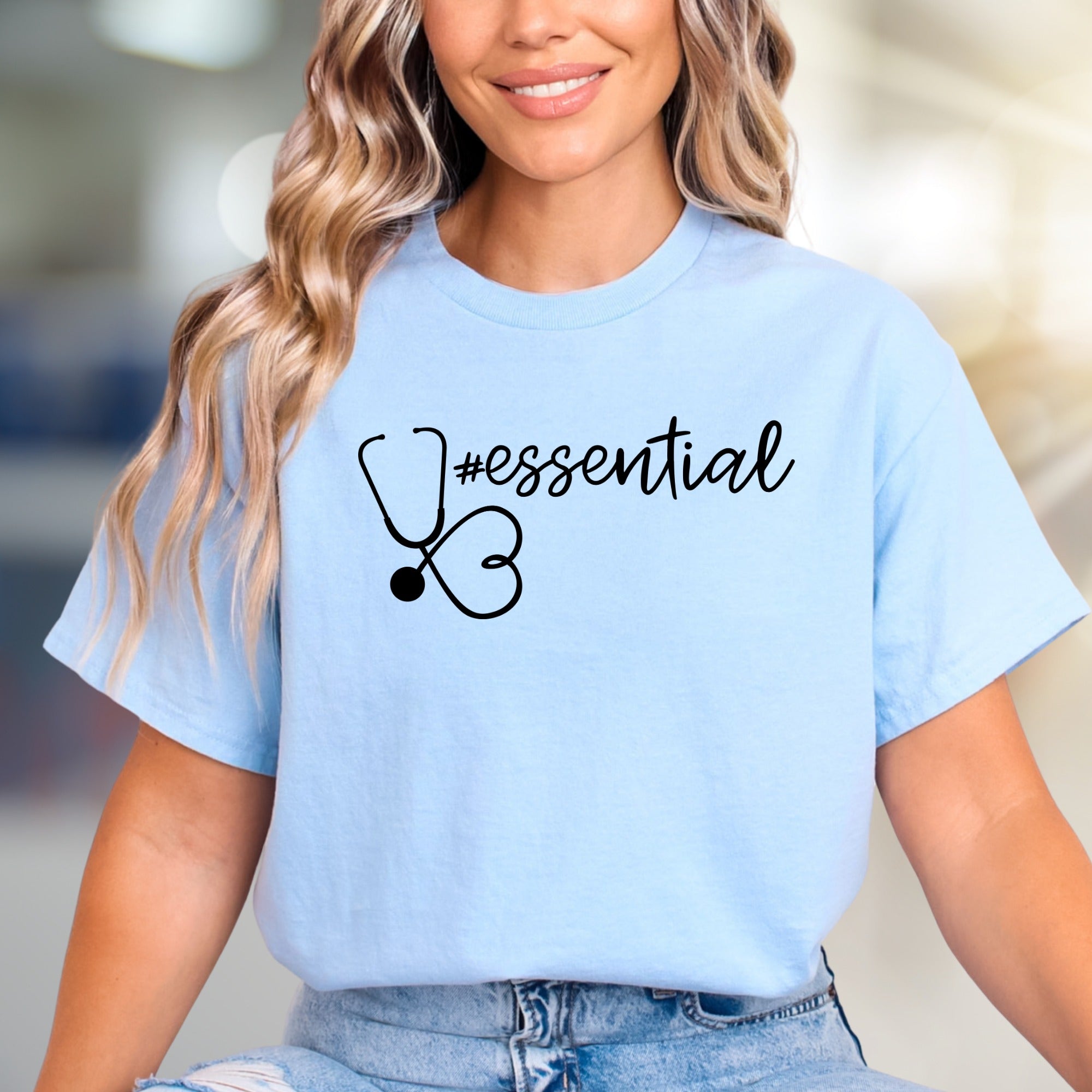 "#essential" Stethoscope Heart Graphic Tee, a Healthcare Hero Pick for Everyday Wear