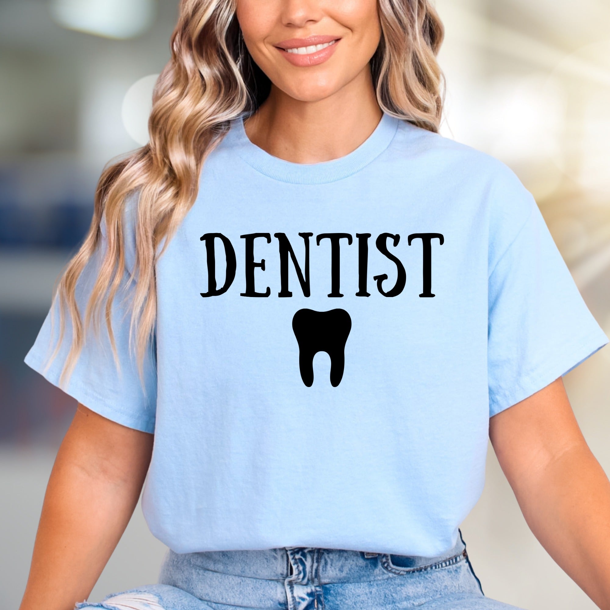 "DENTIST" with Tooth Graphic Tee, A Dental Professional Pick for Everyday Wear