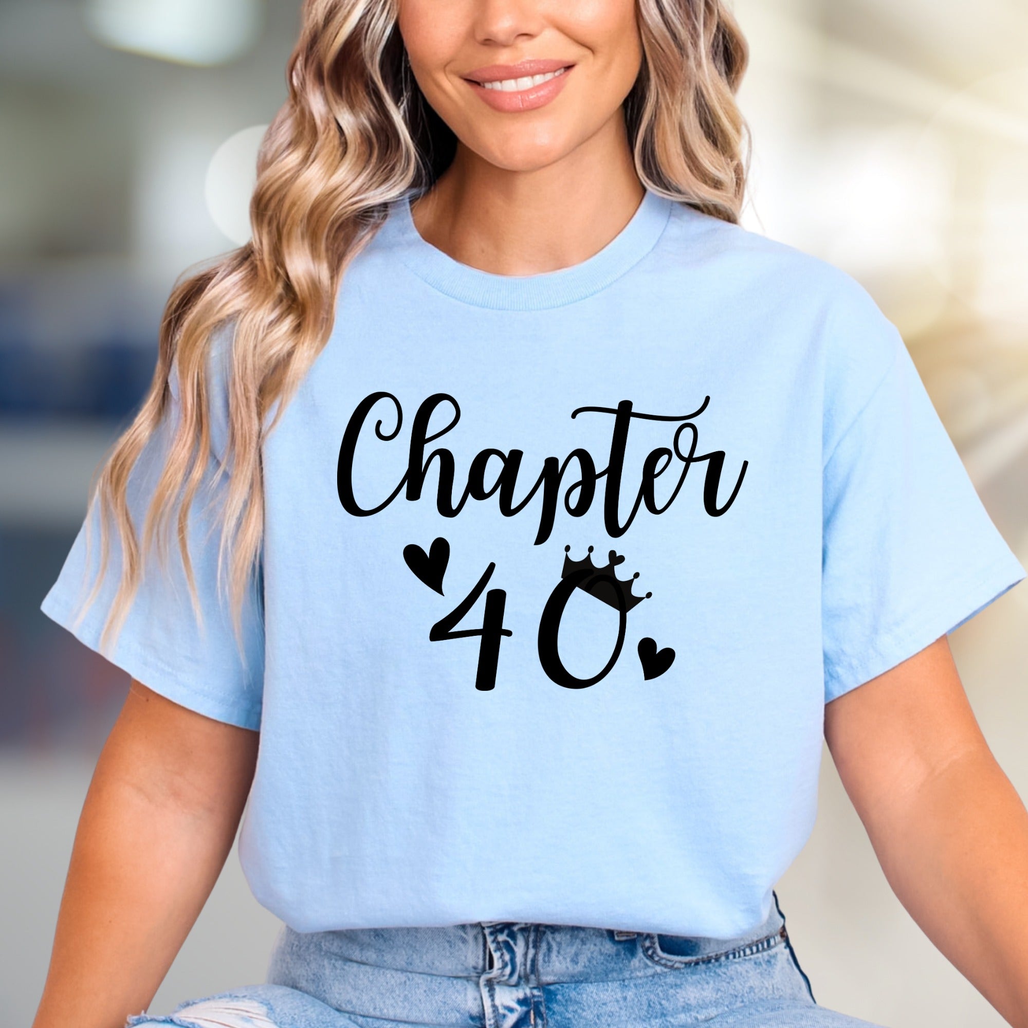 "Chapter 40" Birthday Crown Graphic Tee, a Milestone Gift for Her