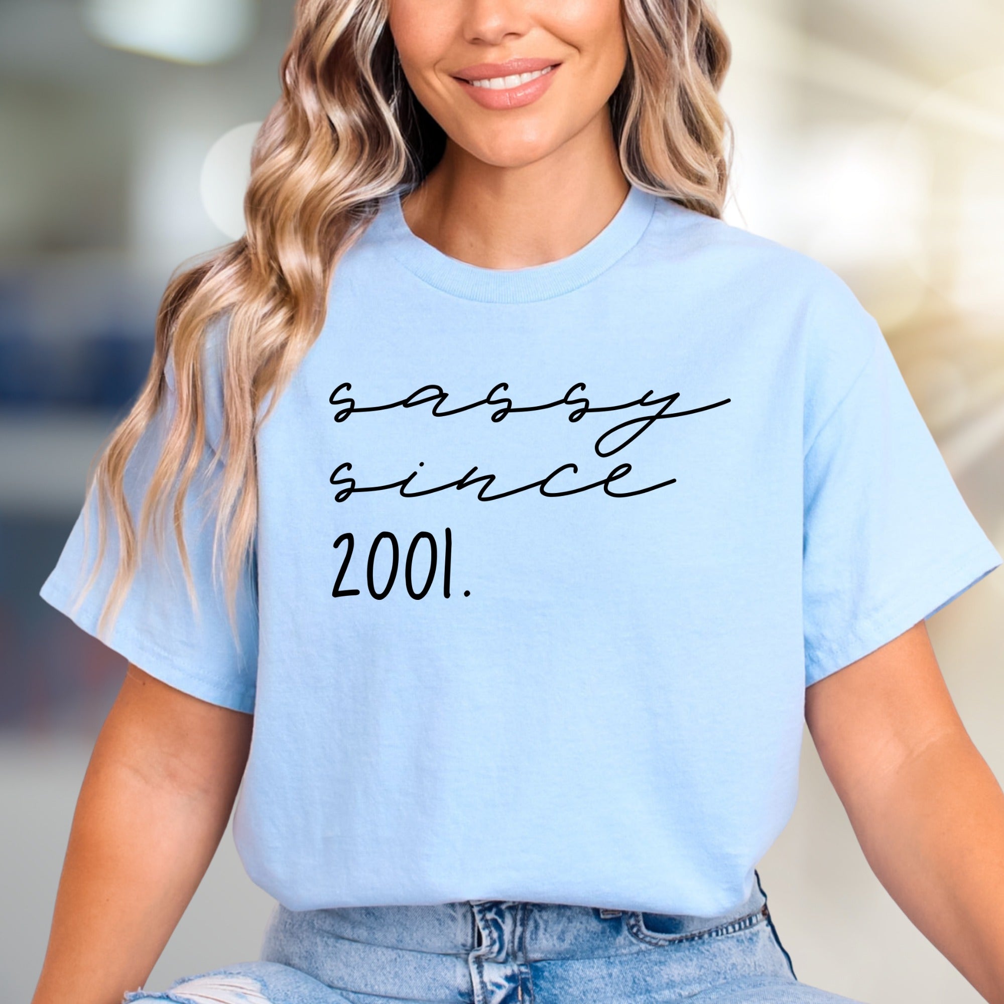 "Sassy Since 2001" Birthday Graphic Tee, a Bold Statement for Her