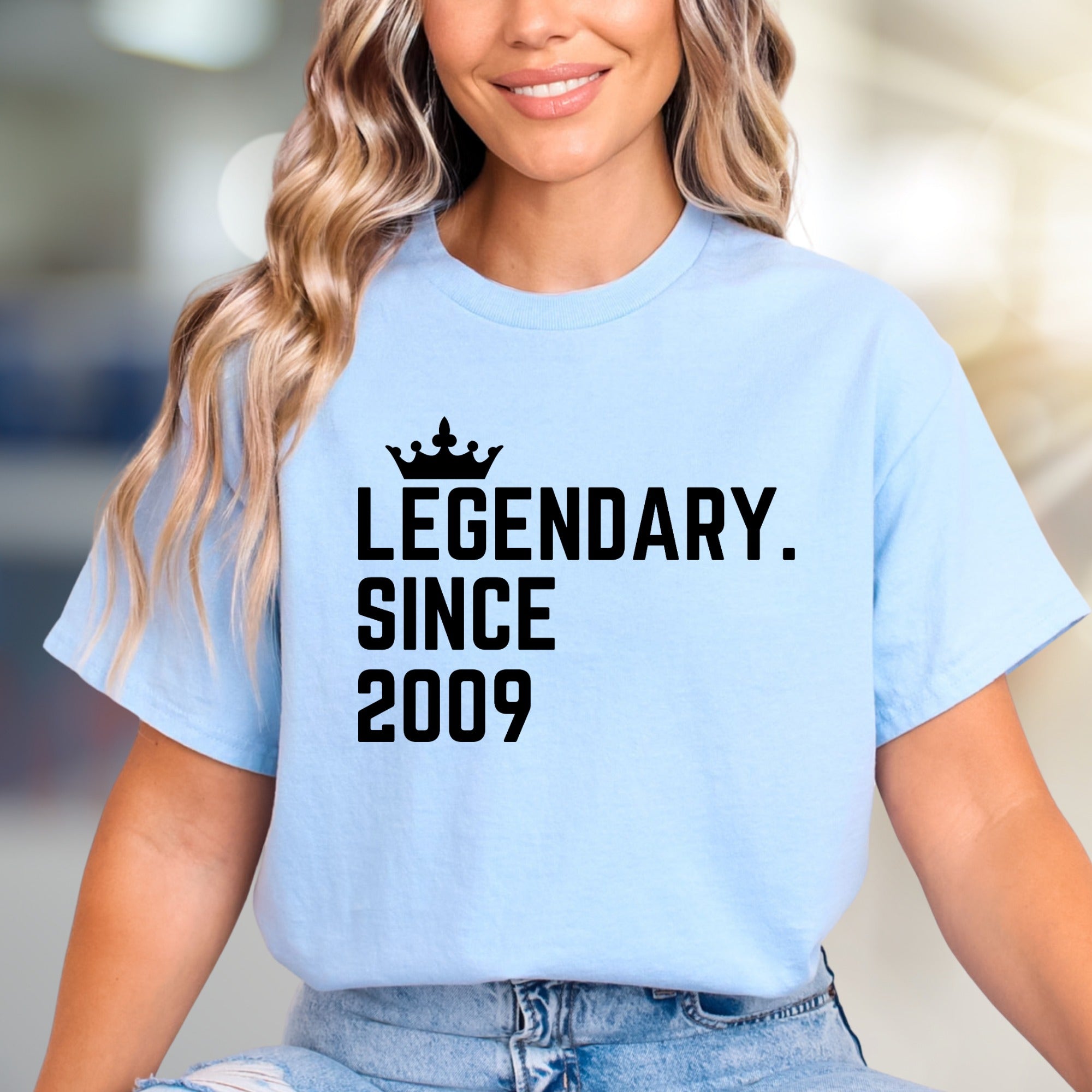 "Legendary Since 2009" Crown Graphic Tee, a Birthday Vibe Pick for Everyone