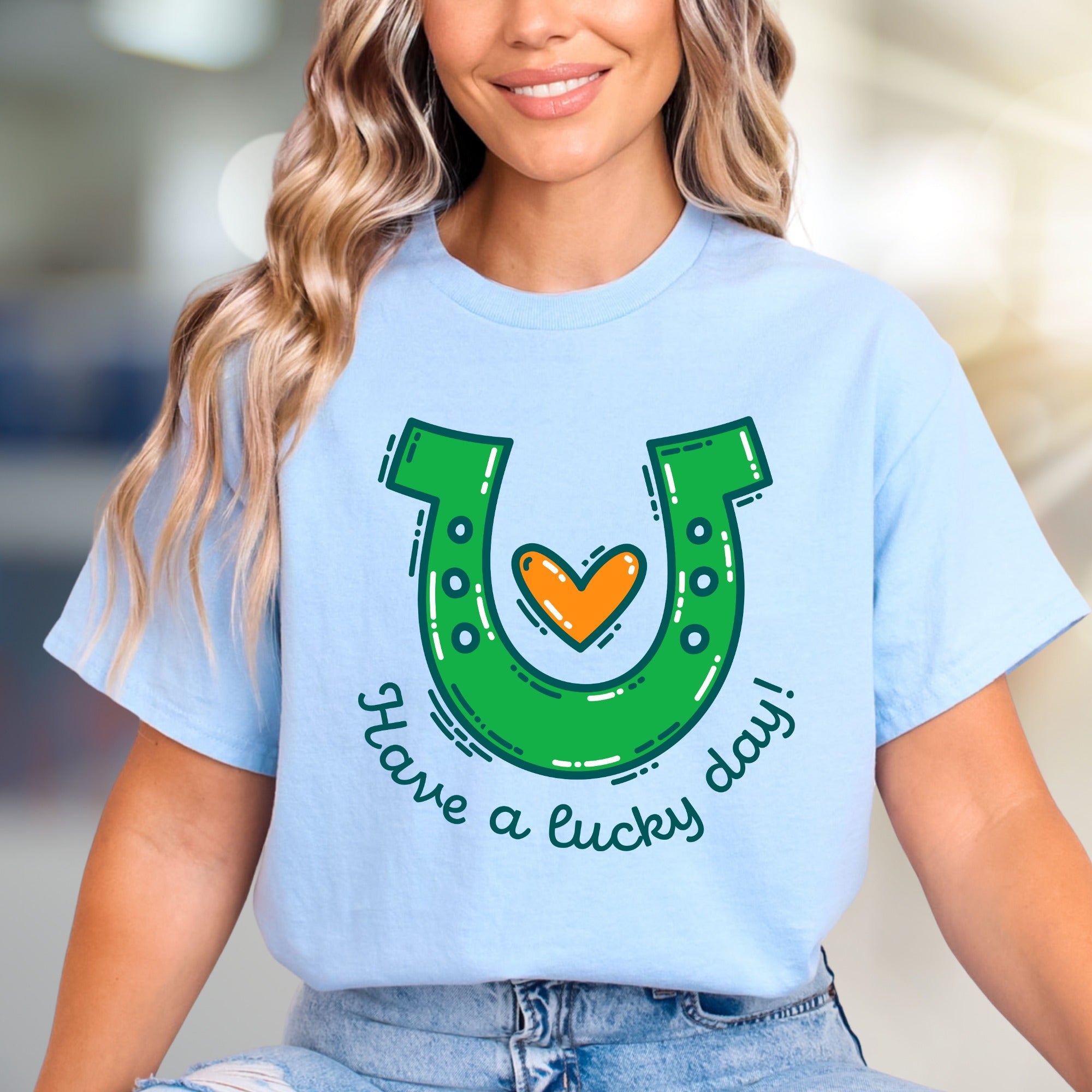 "Have a Lucky Day!" Horseshoe Graphic Tee, a St. Patrick's Day Pick for Everyone