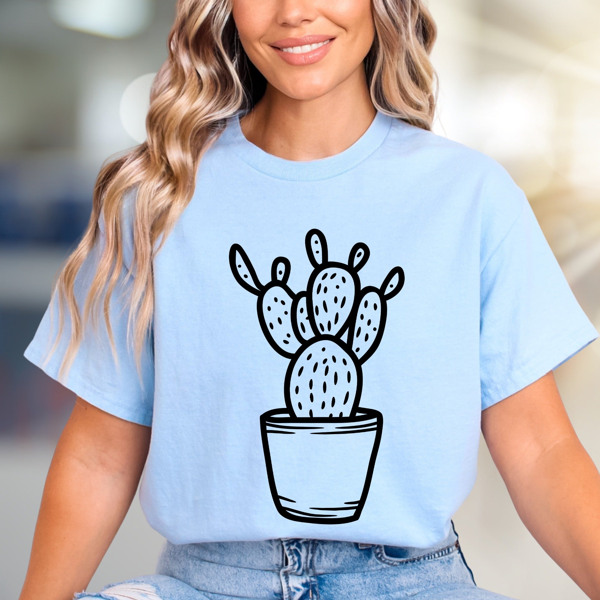 Potted Cactus Boho Graphic Tee, a Desert Chic Pick for Nature Lovers
