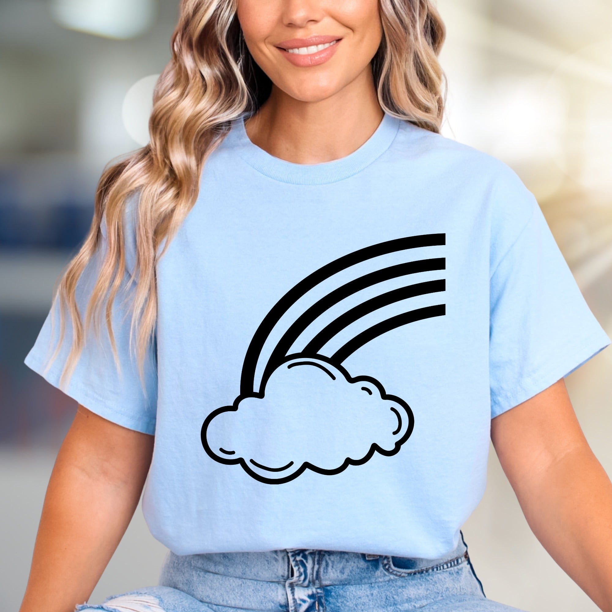Cloud and Rainbow Graphic Tee, a Whimsical Pick for Dreamers