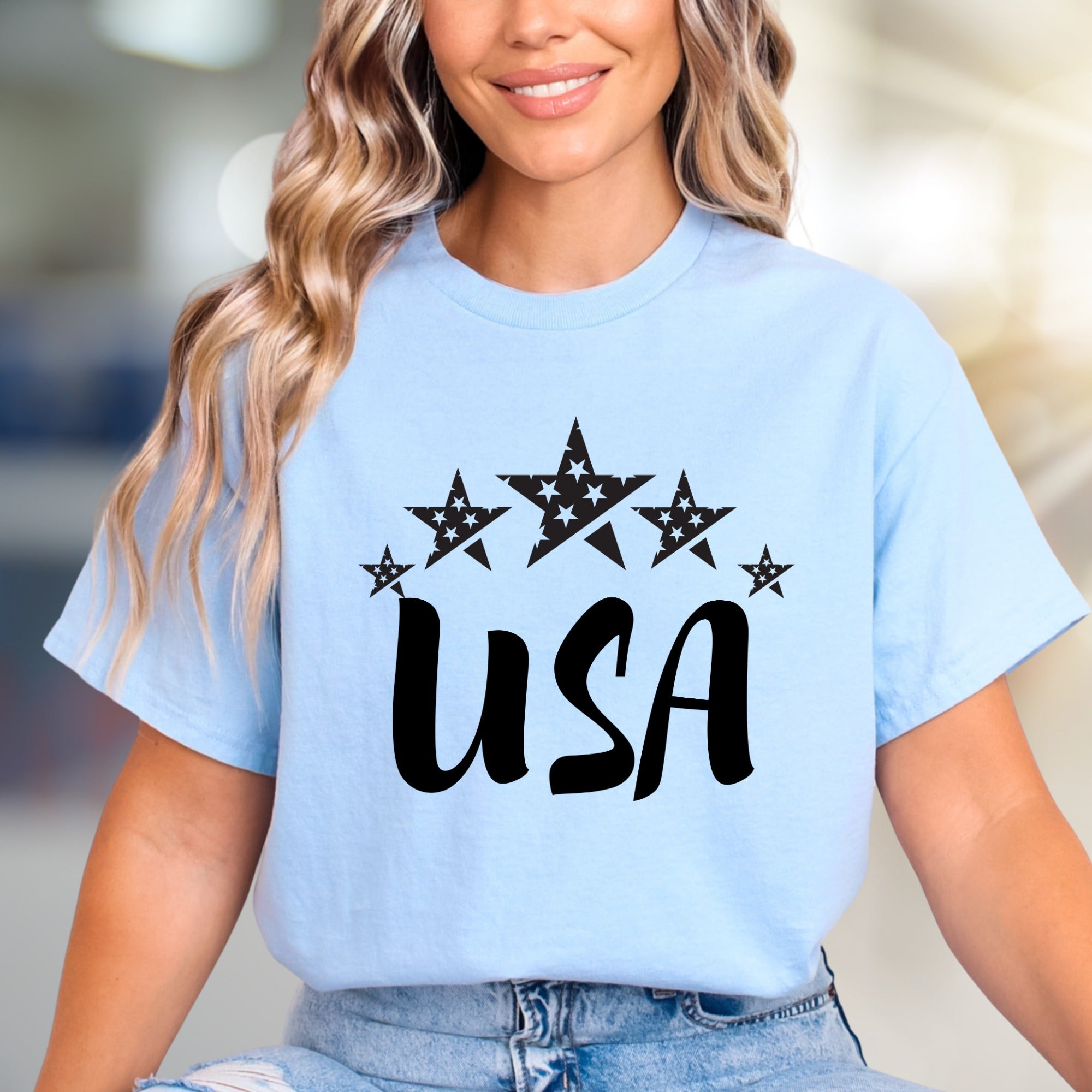 "USA" Patriotic Star Graphic Tee, a Bold Statement for Everyone